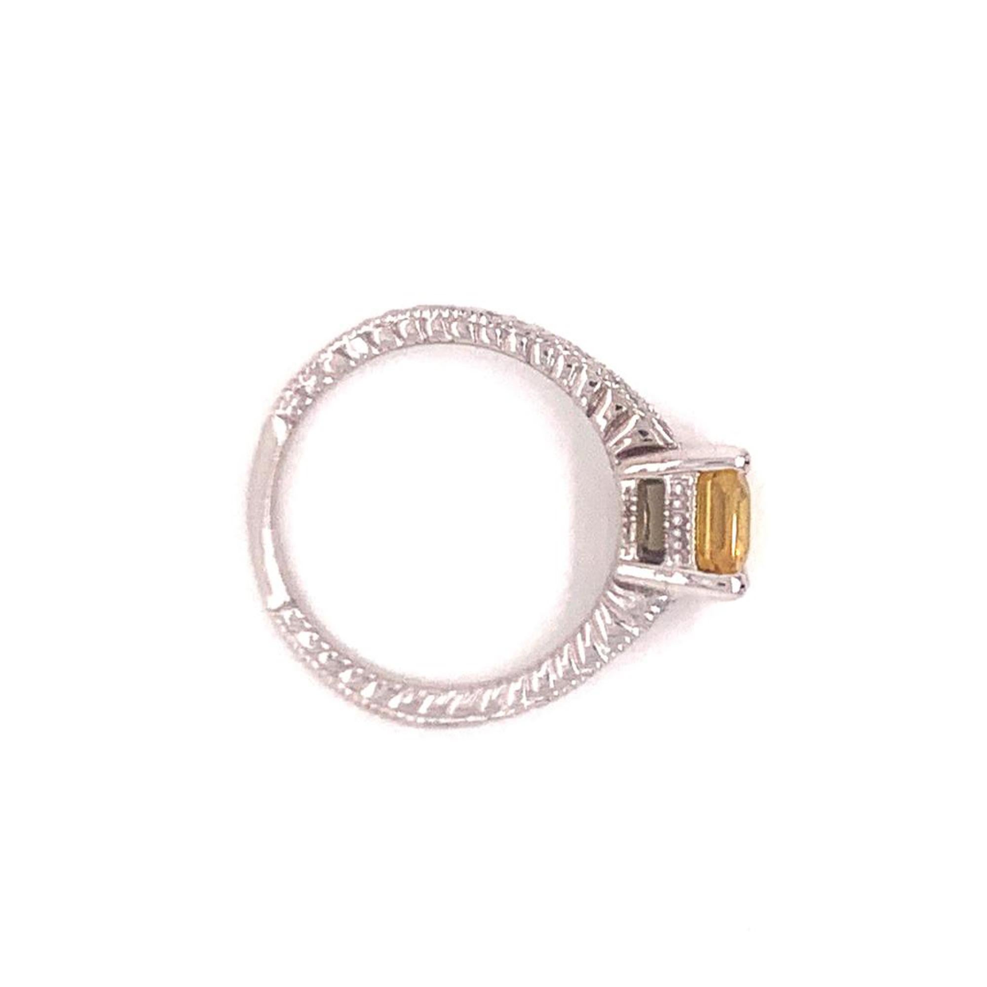 Bague certifiée pour femmes en or 14 carats avec diamants et saphir jaune de 1,66 carat en vente 4