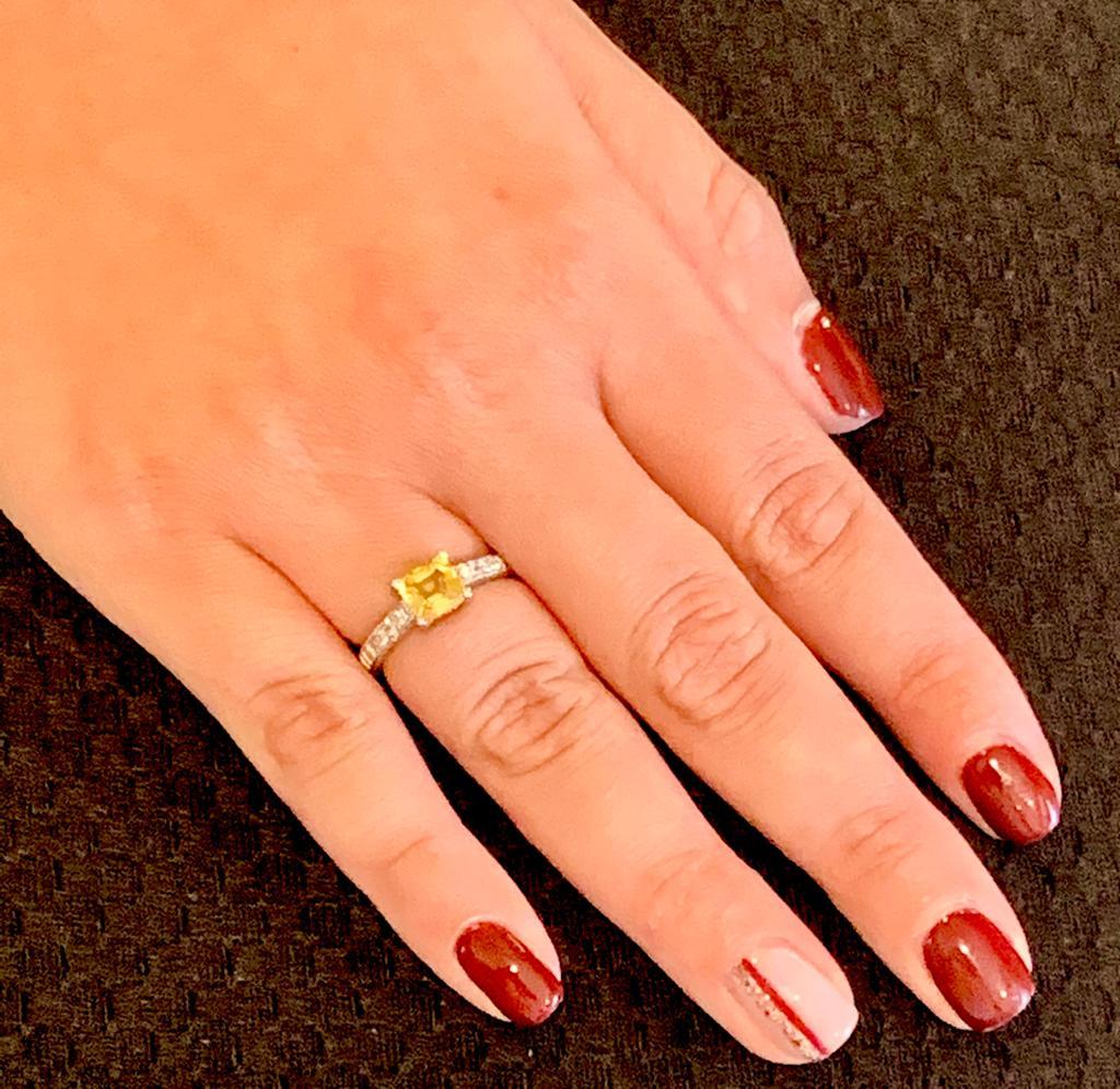 Emerald Cut Diamond Yellow Sapphire Ring 14k Gold 1.66 Tcw Women Certified For Sale