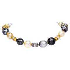 Diamond Yellow Sapphire Southsea Pearl Necklace Bracelets