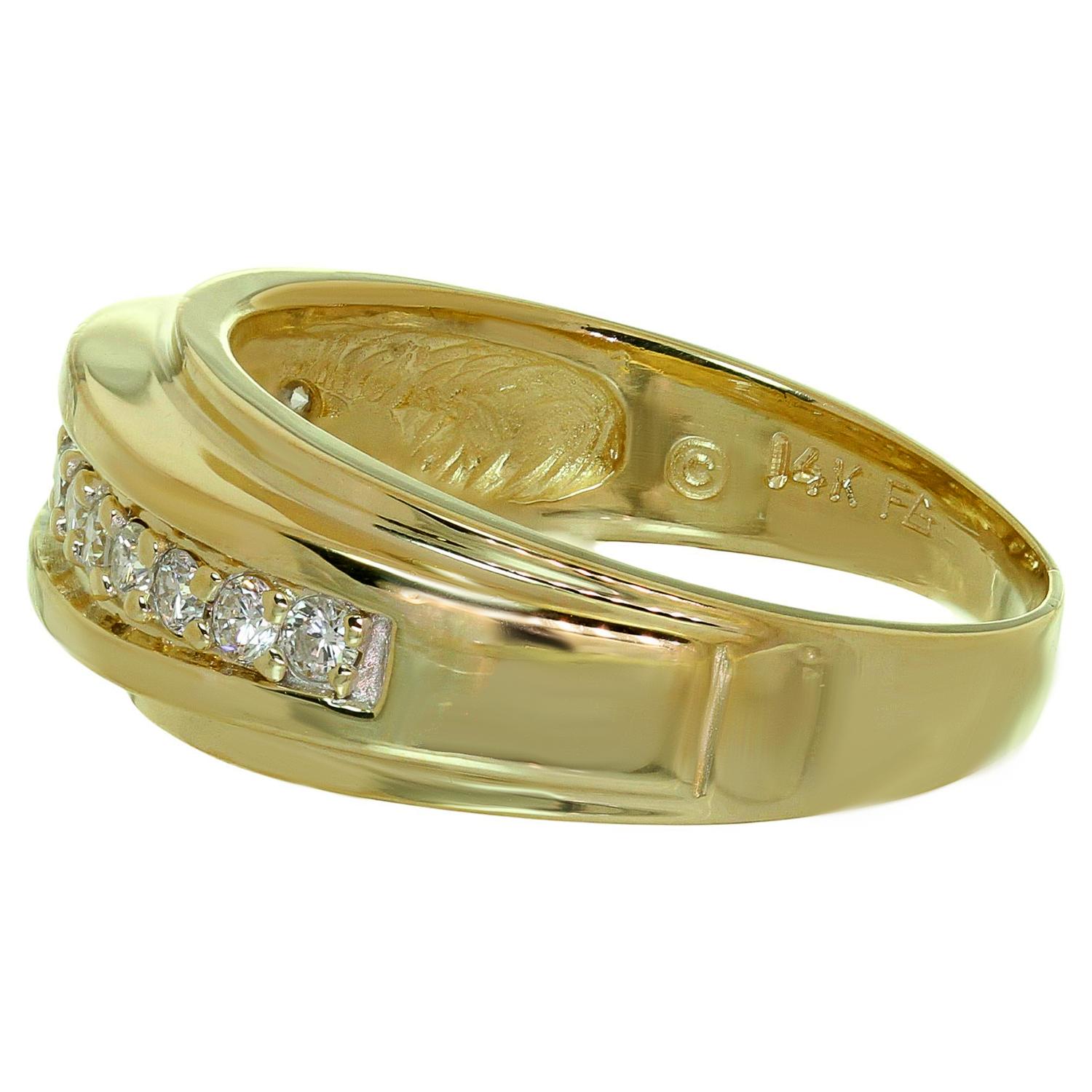 Women's or Men's Diamond Yellow Solid Gold Band Ring For Sale