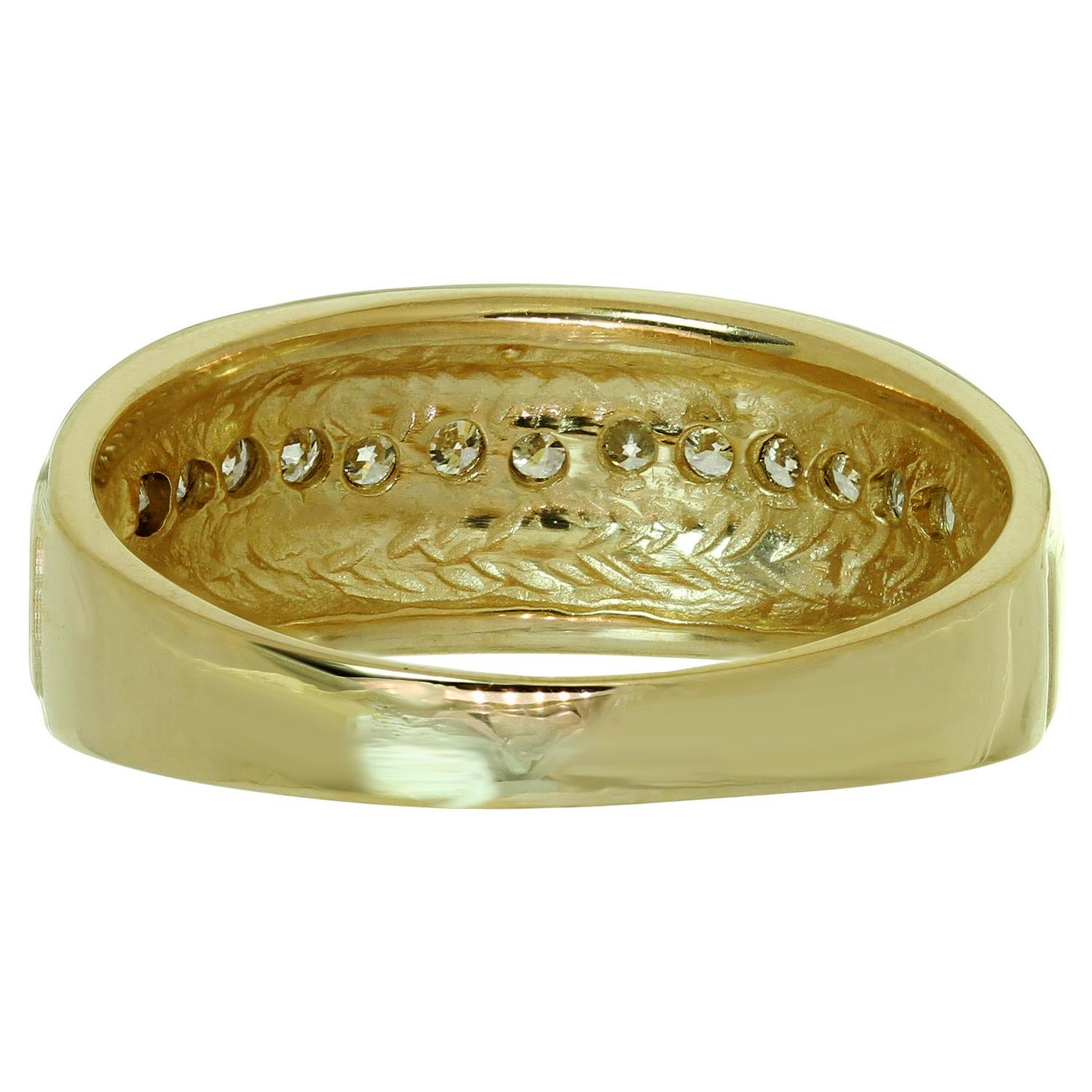 Diamond Yellow Solid Gold Band Ring For Sale 1