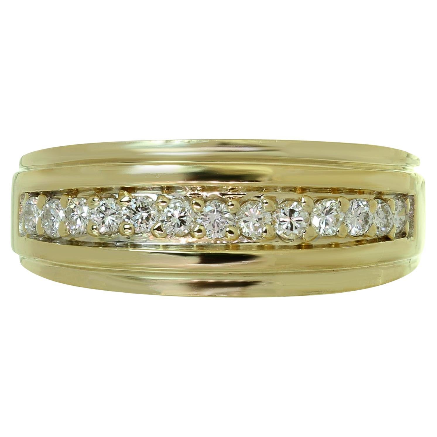 Diamond Yellow Solid Gold Band Ring For Sale