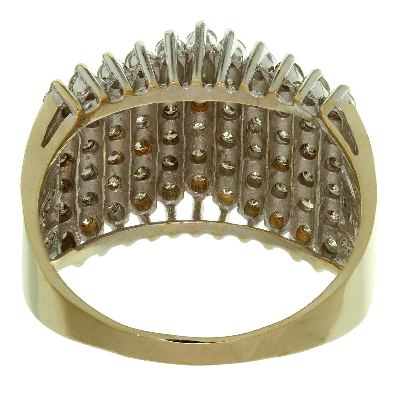 Brilliant Cut Diamond Yellow White Gold Pyramid Ring