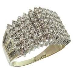 Diamond Yellow White Gold Pyramid Ring