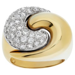 Vintage Diamond Yin-Yang Ring in 18k and Pave Diamonds, 1.00 Carats