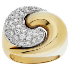 Diamond Yin-Yang Ring in 18k and Pave Diamonds, 1.00 Carats