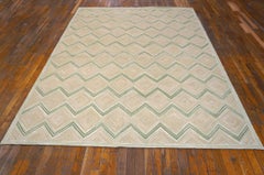 Diamond Zig Zag Neutral Green Contemporary American Hooked Rug 6'x9' Wool Carpet