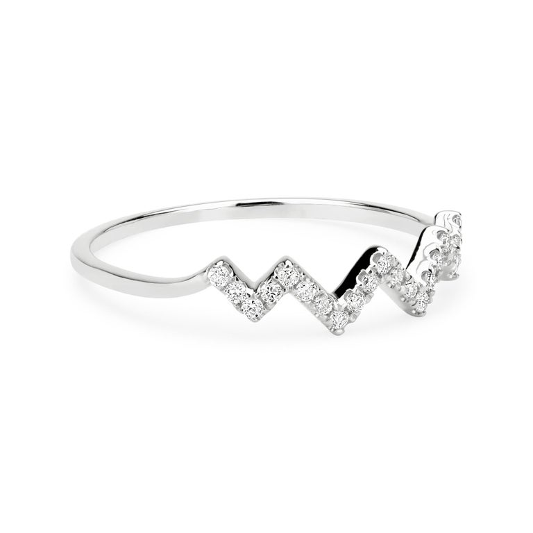 Luxle Diamond Zig Zag Ring in 18k White Gold For Sale at 1stDibs