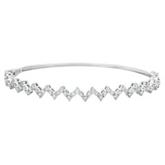 Mined Diamond Zigzag Bangle Bracelet in 14K White Gold 1.20 Carats