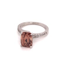 Diamond Zircon Ring 14k White Gold Large 4.45 TCW Women Certified