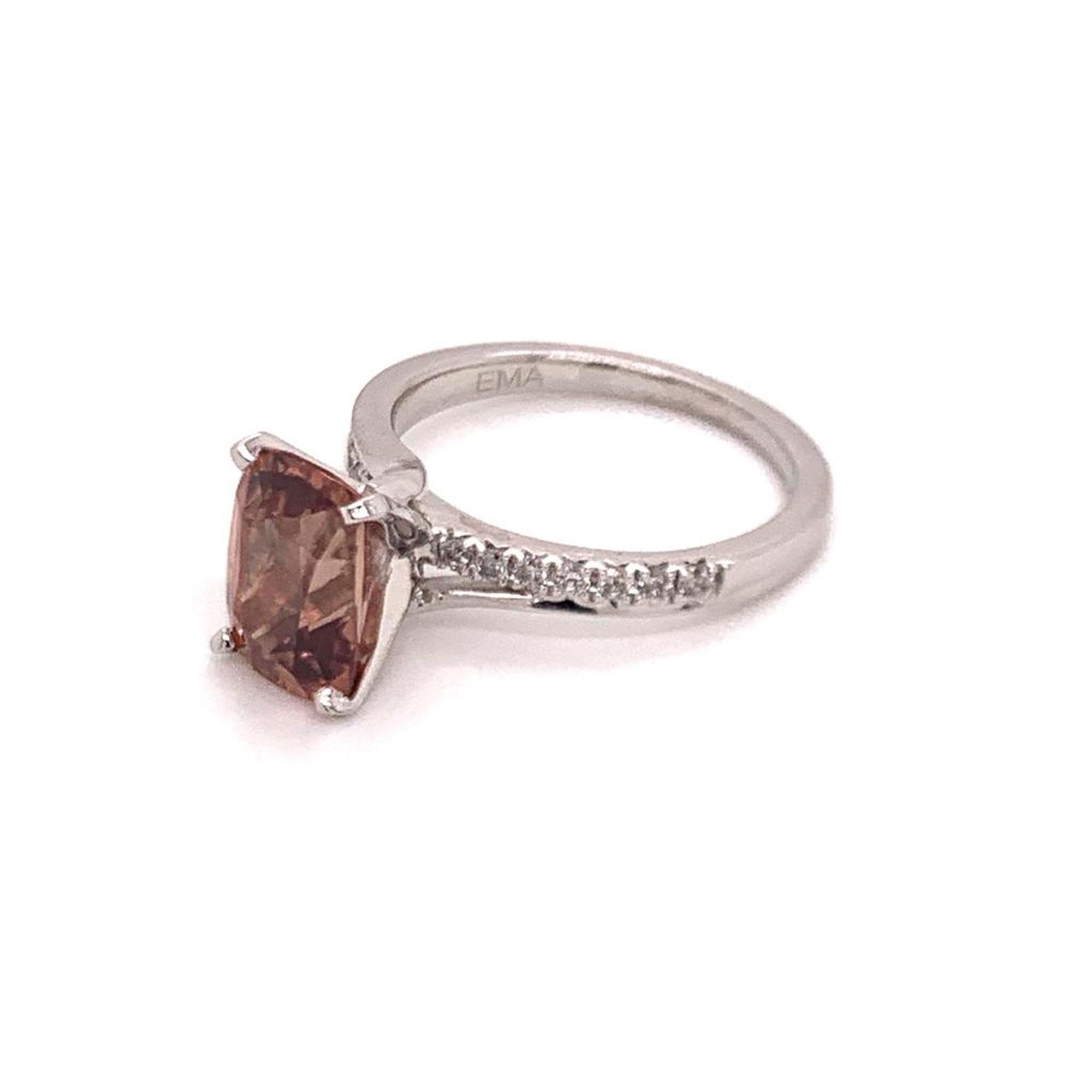 Diamond Zircon Ring 14k White Gold Large 4.45 TCW Women Certified In New Condition For Sale In Brooklyn, NY