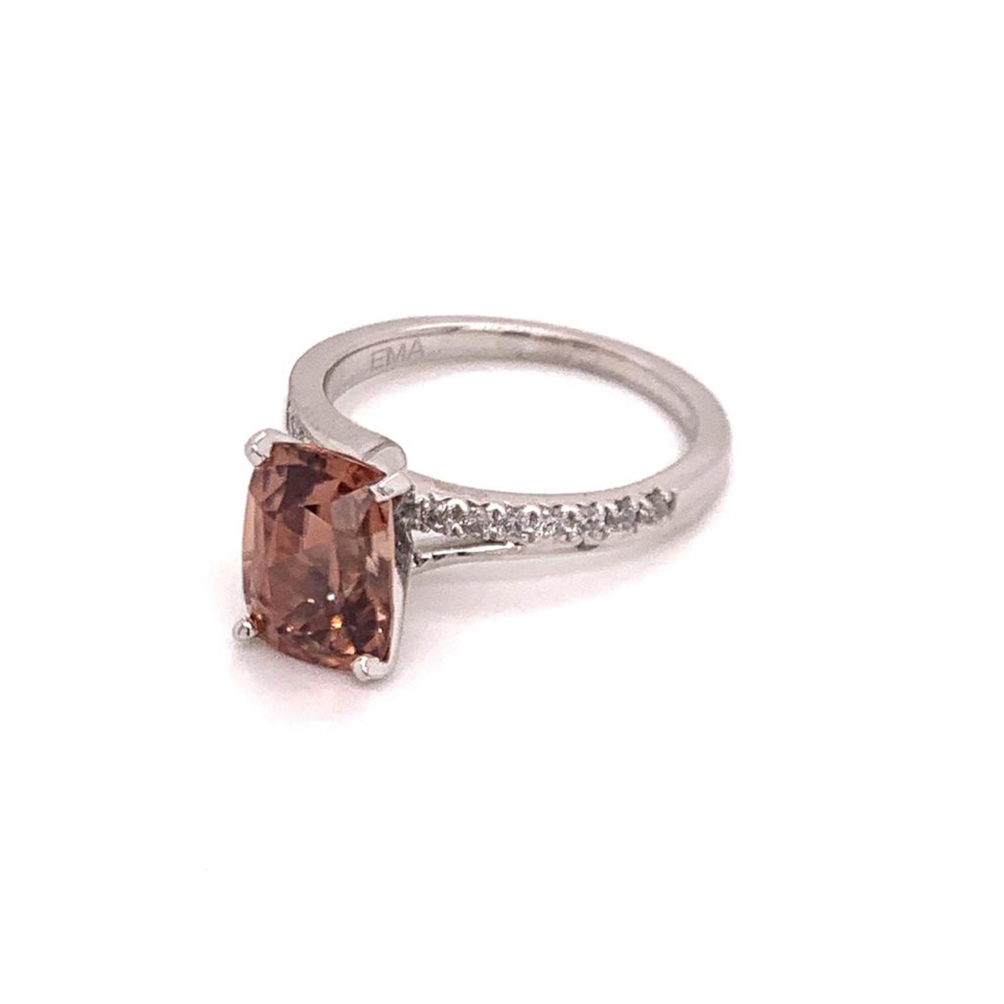 Diamond Zircon Ring 14k White Gold Large 4.45 TCW Women Certified For Sale 2