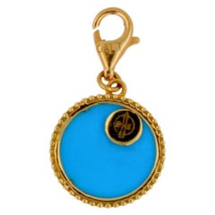 Pendentif médaillon en or 18 carats avec étoile de lune et turquoise bleu sarcelle et diamants du zodiaque