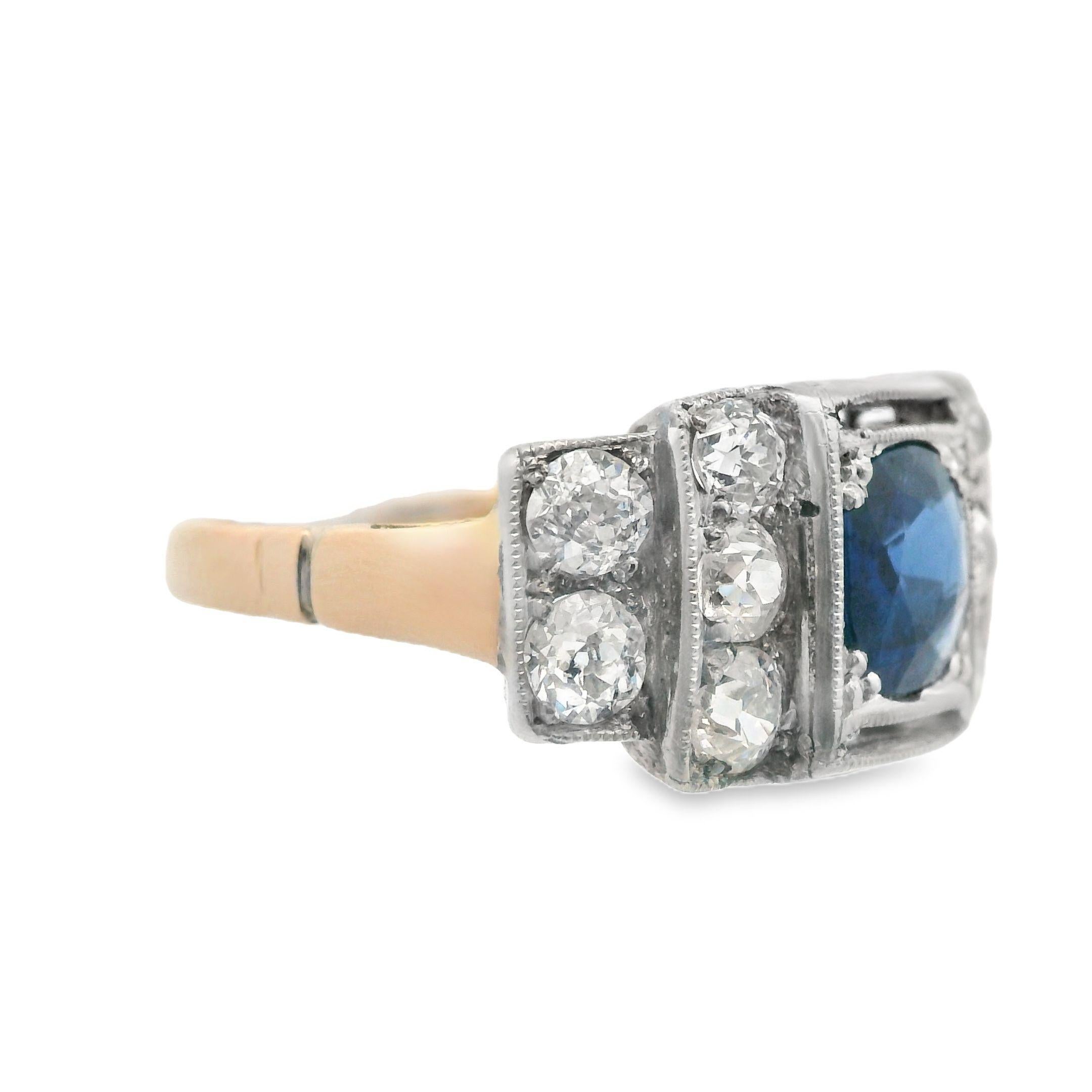 Platinum 14k Yellow Gold Sapphire and Diamond Ring In Good Condition For Sale In Lexington, KY