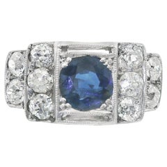 Platinum 14k Yellow Gold Sapphire and Diamond Ring