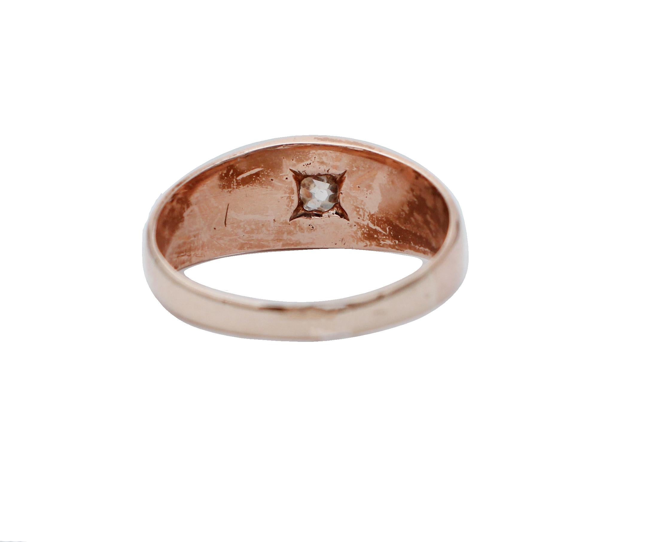 Retro Diamond, 9 Karat Rose Gold Ring For Sale
