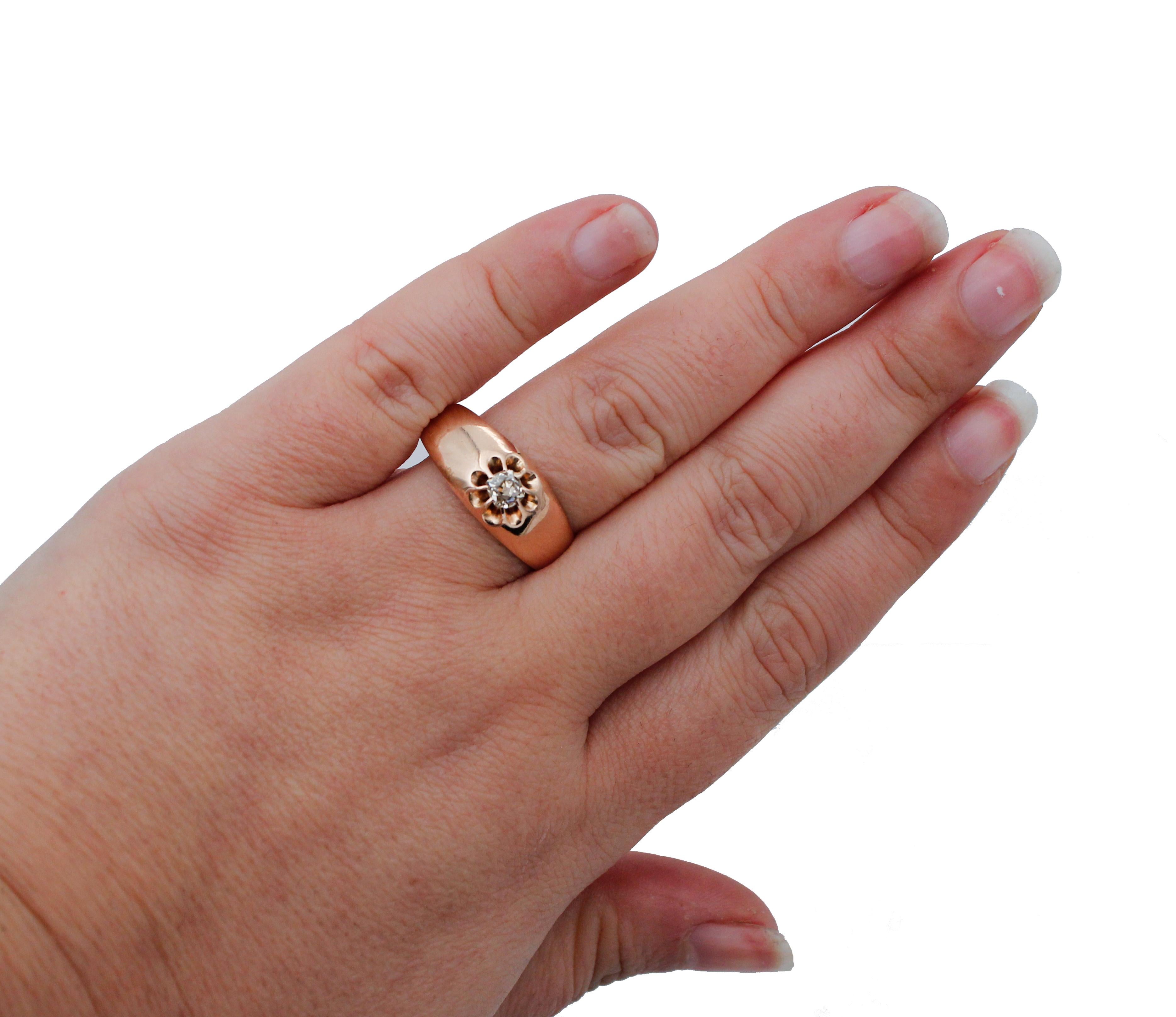 Diamond, 9 Karat Rose Gold Ring In Good Condition For Sale In Marcianise, Marcianise (CE)
