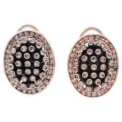Diamonds, 14 Karat Rose Gold and Silver Stud Earrings