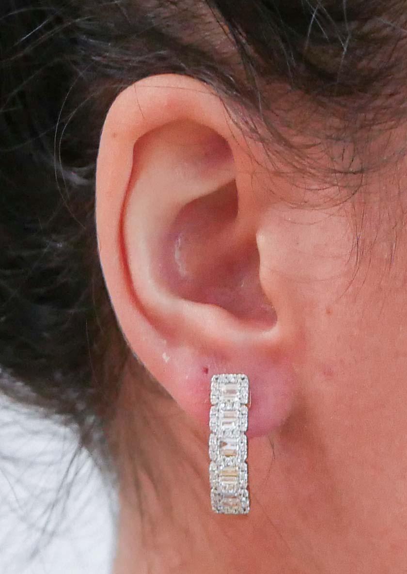 Mixed Cut Diamonds, 14 Karat Rose Gold Earrings.