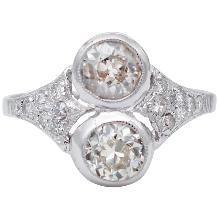 Diamonds, 14 Karat White Gold Ring For Sale