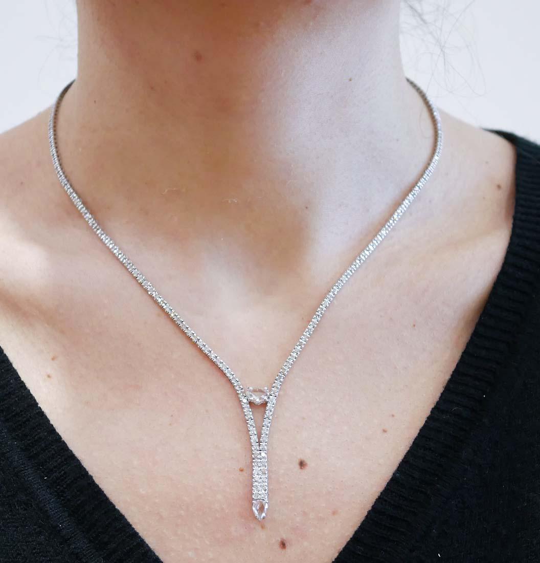 Diamanten, Tennis-Halskette aus 14 Karat Weißgold. im Zustand „Neu“ im Angebot in Marcianise, Marcianise (CE)