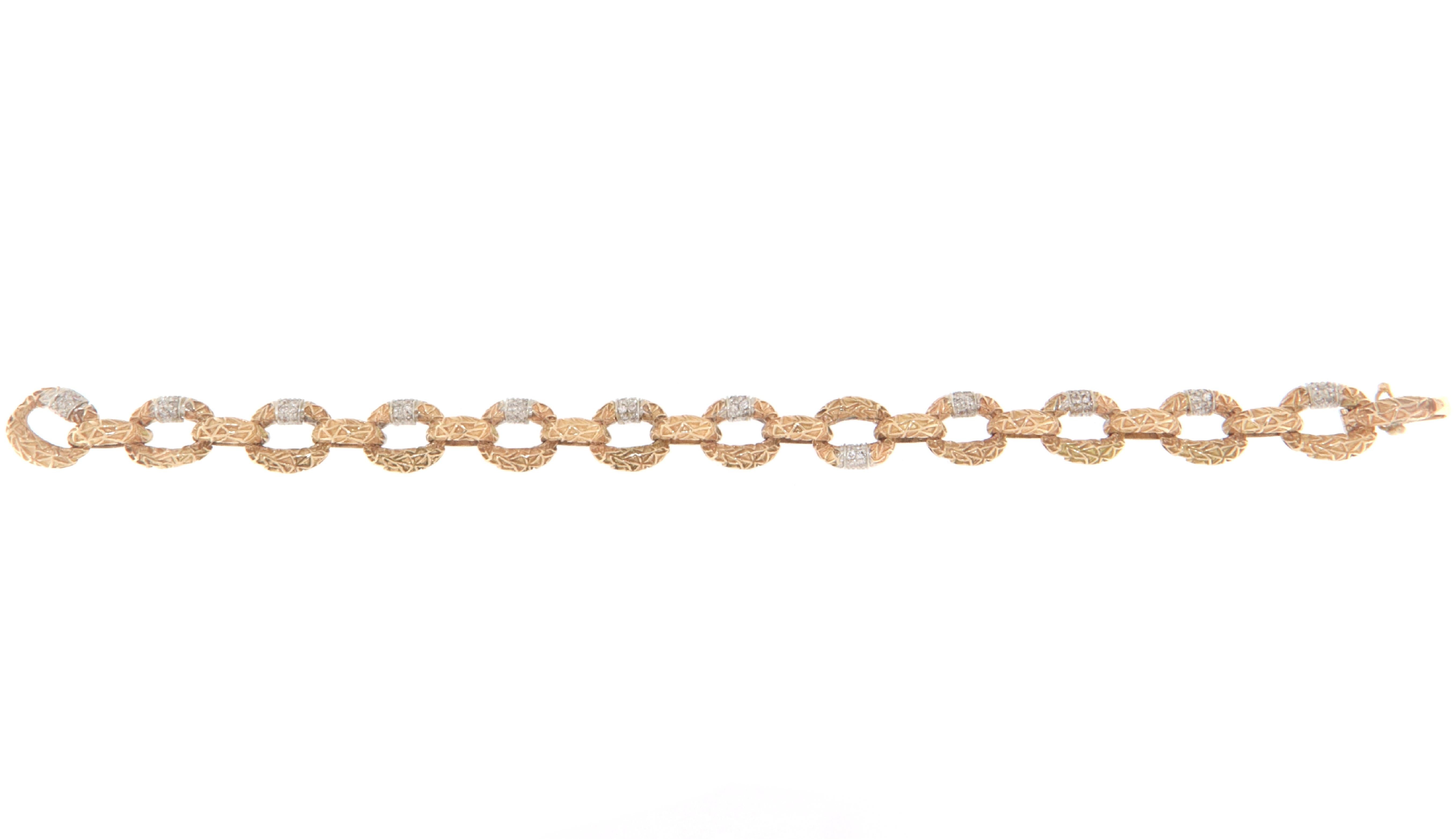 Diamonds 14 Karat Yellow And White Gold Cuff Bracelet For Sale 1