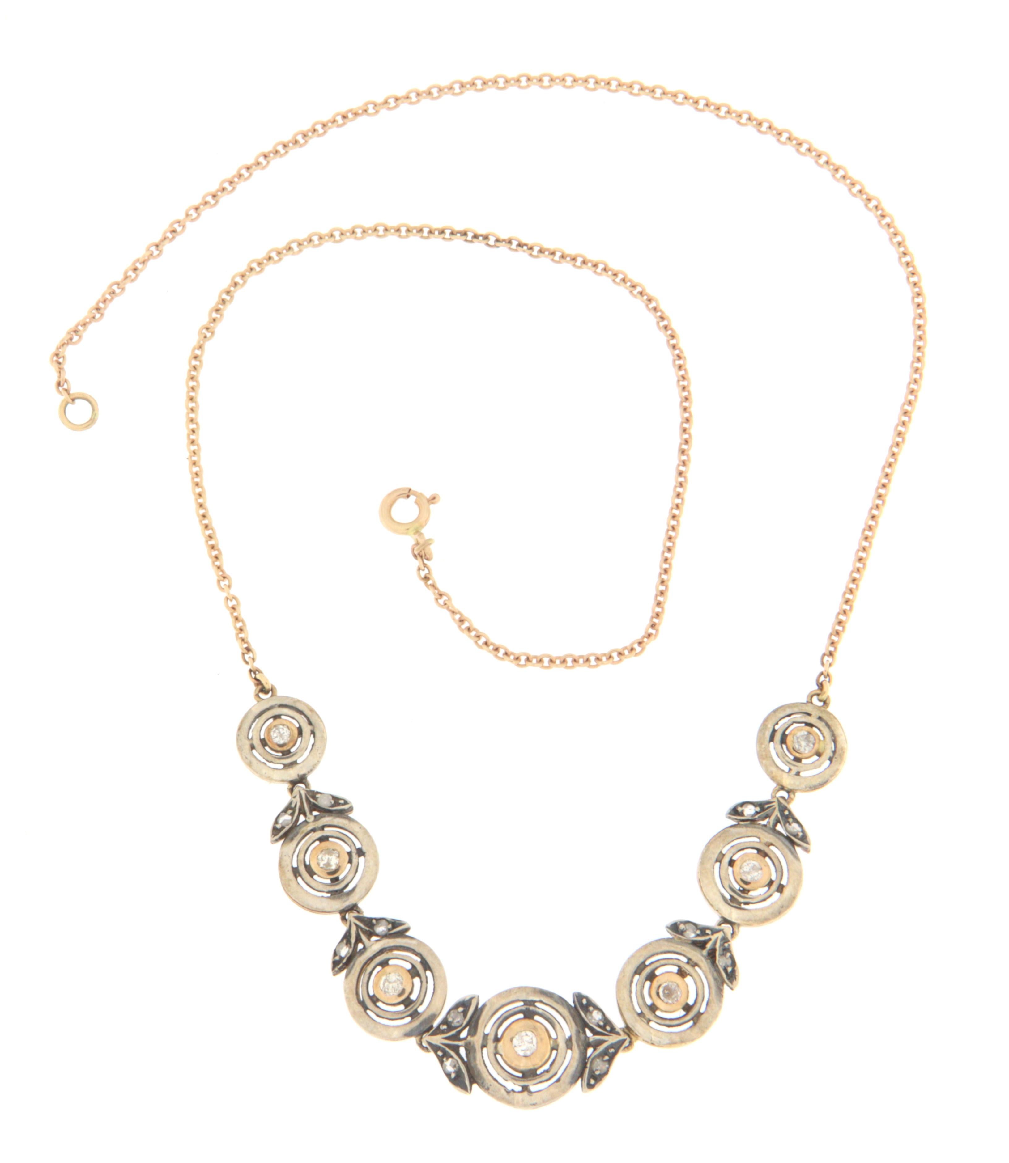 Choker-Halskette mit Diamanten aus 14 Karat Gelbgold (Kunsthandwerker*in) im Angebot
