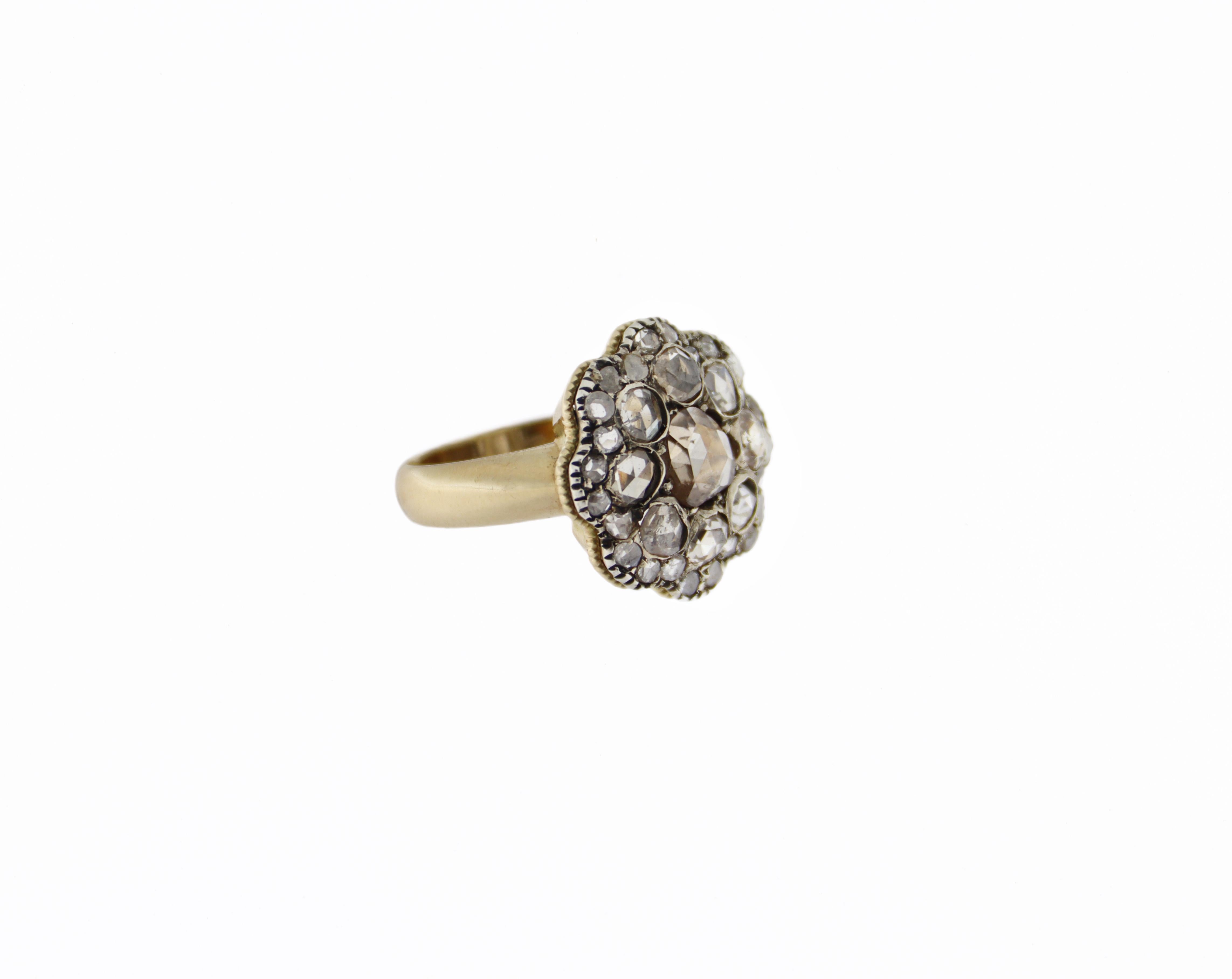 Diamonds 14 Karat Yellow Gold Cocktail Ring For Sale 4