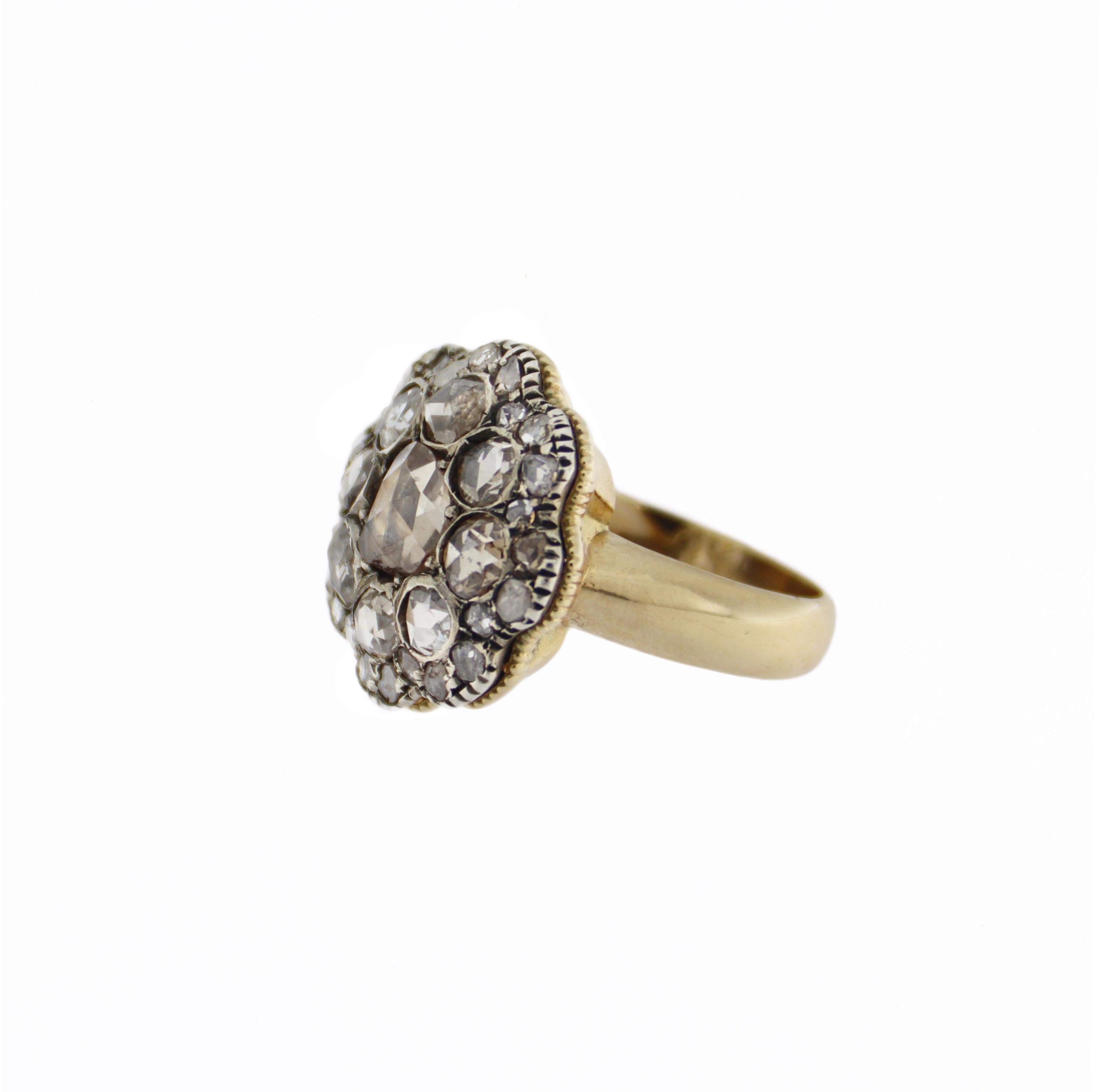 Diamonds 14 Karat Yellow Gold Cocktail Ring For Sale 5
