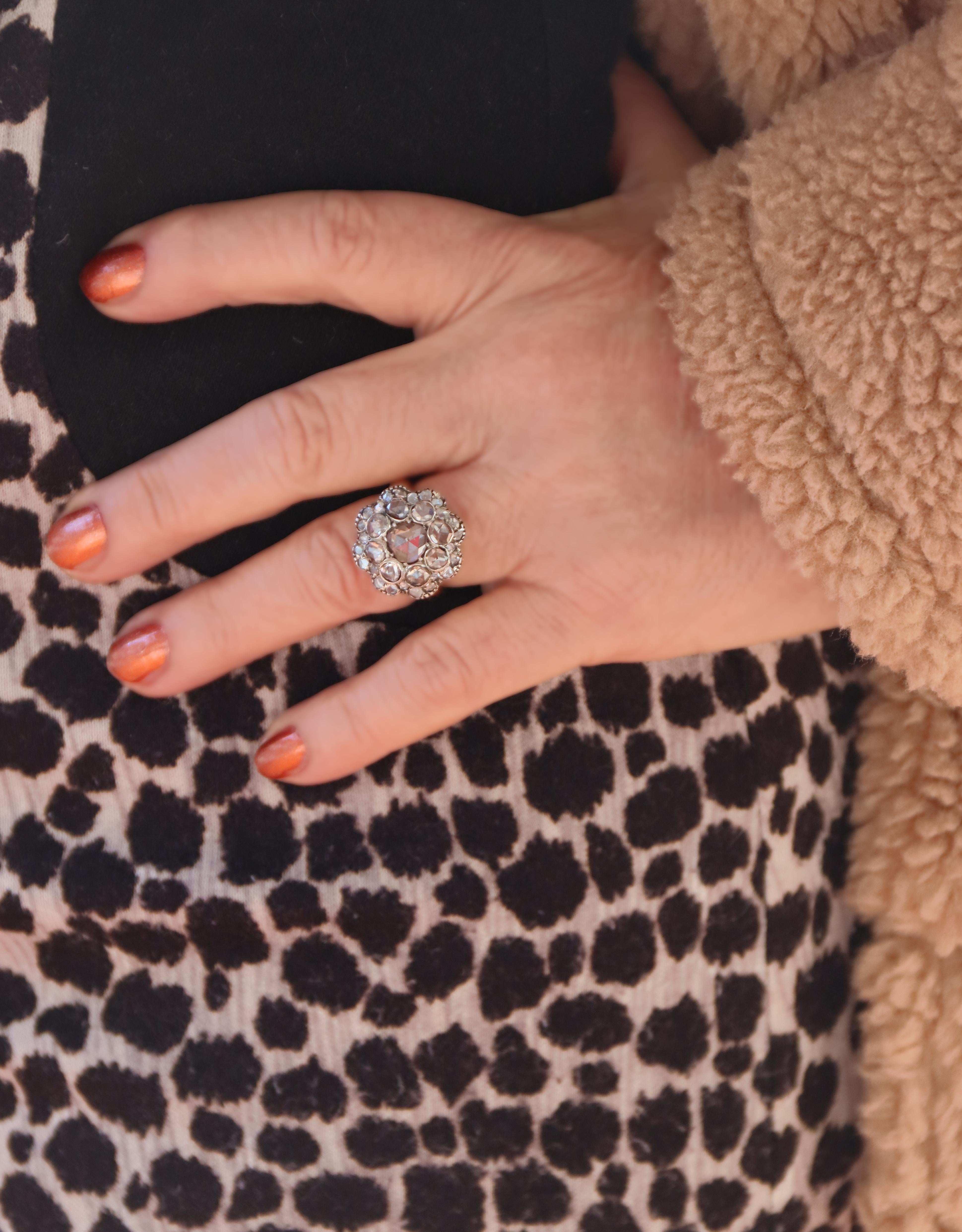 Diamonds 14 Karat Yellow Gold Cocktail Ring For Sale 2