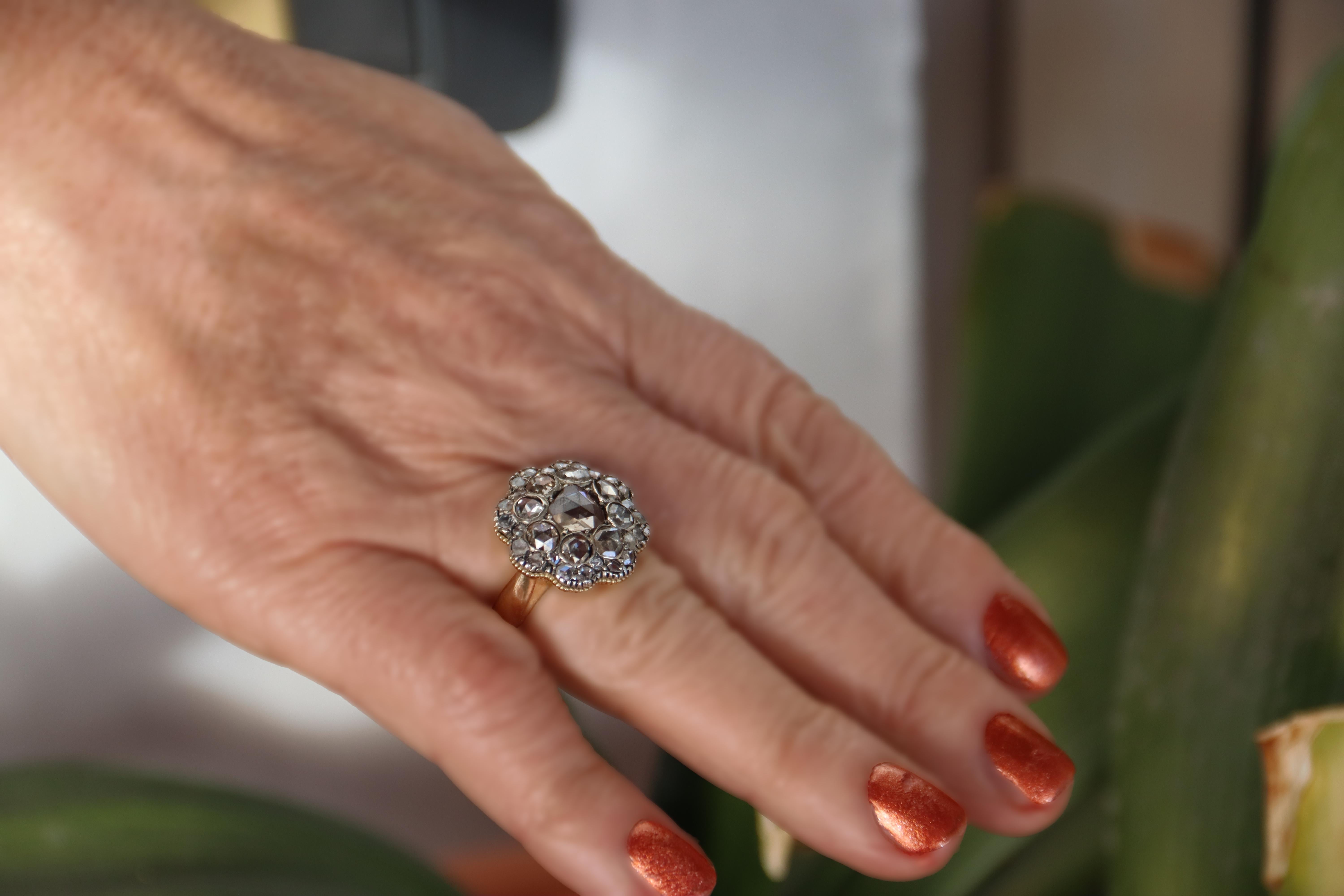 Diamonds 14 Karat Yellow Gold Cocktail Ring For Sale 3