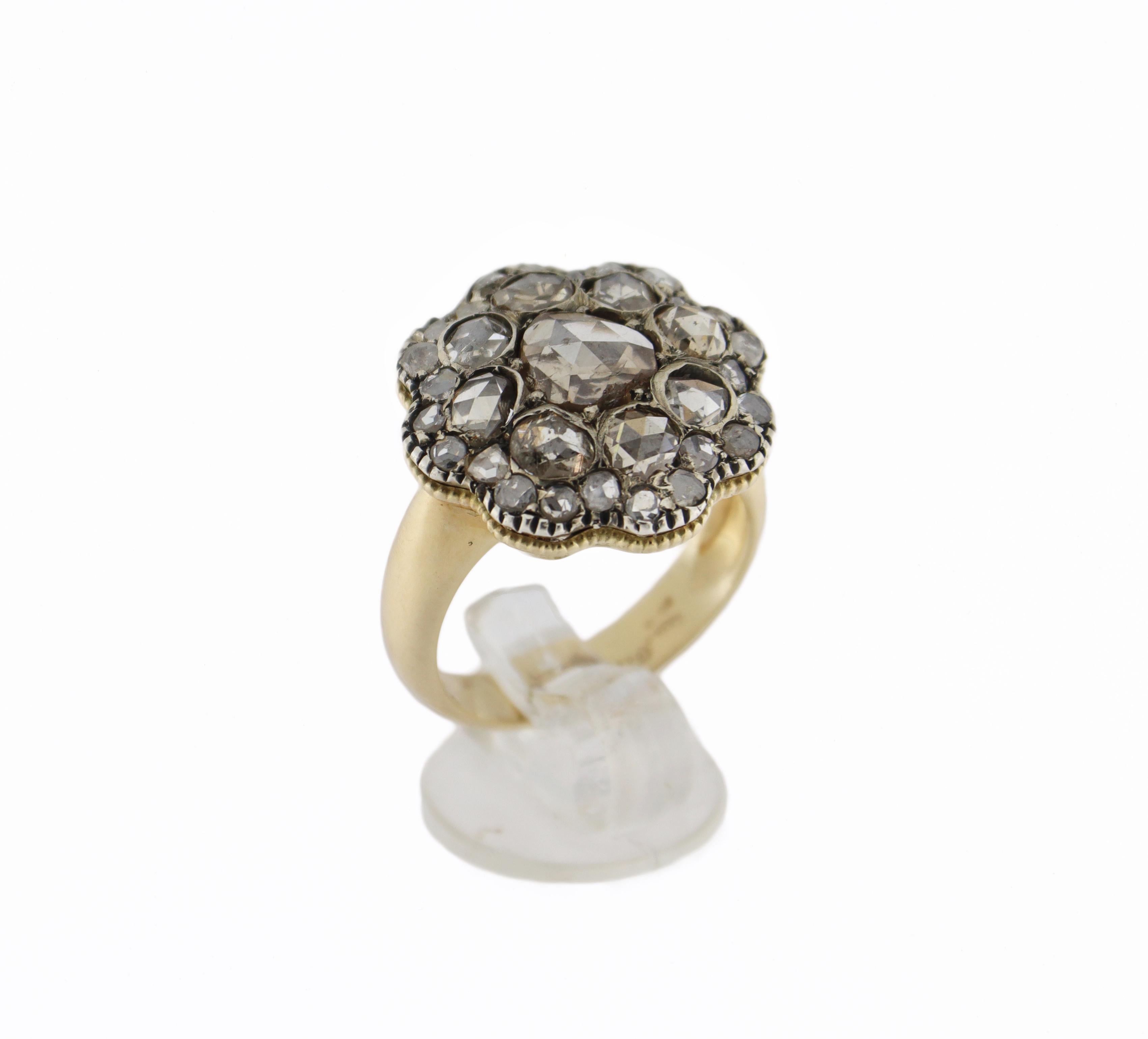 Diamonds 14 Karat Yellow Gold Cocktail Ring For Sale 8