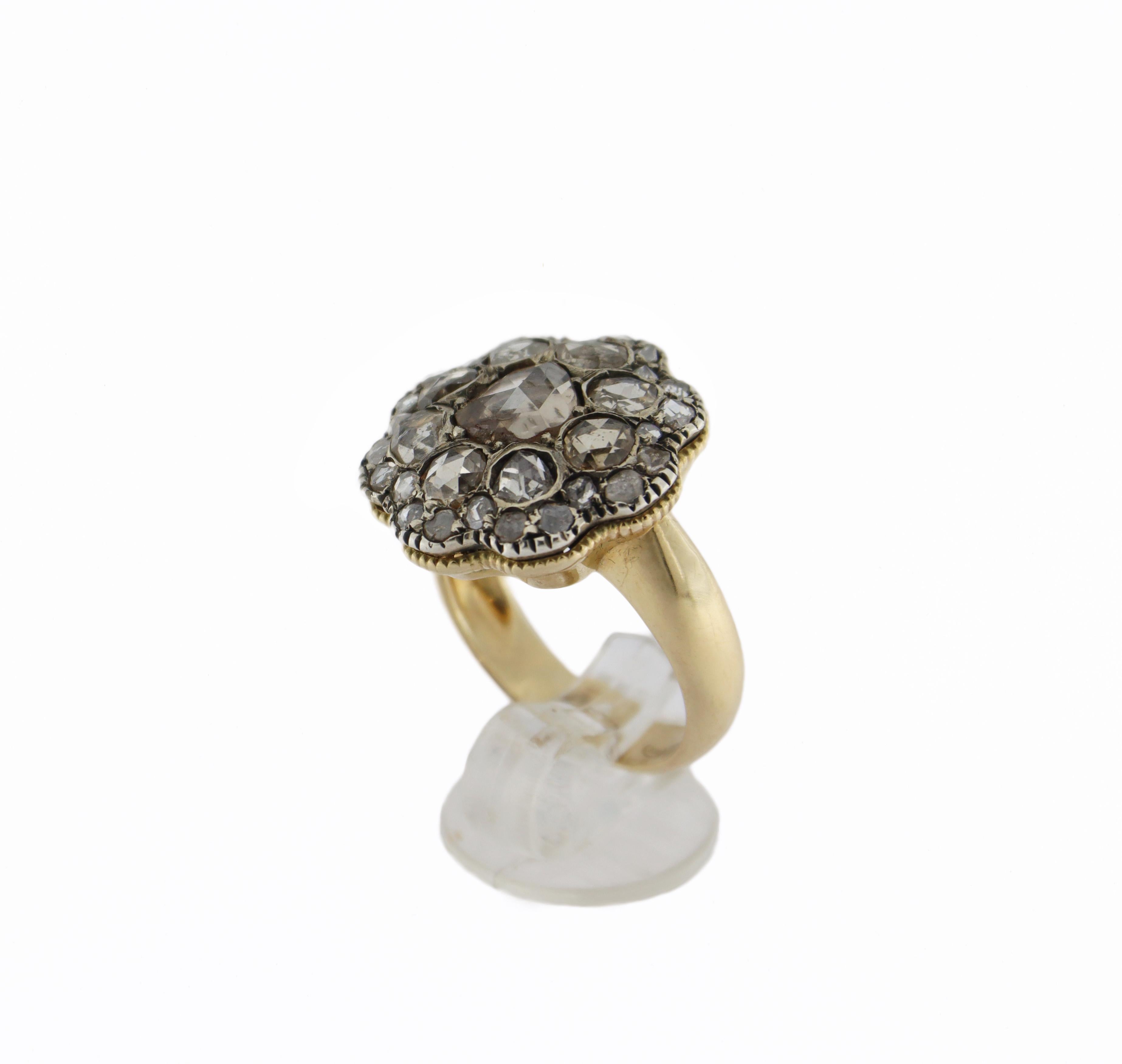 Diamonds 14 Karat Yellow Gold Cocktail Ring For Sale 9