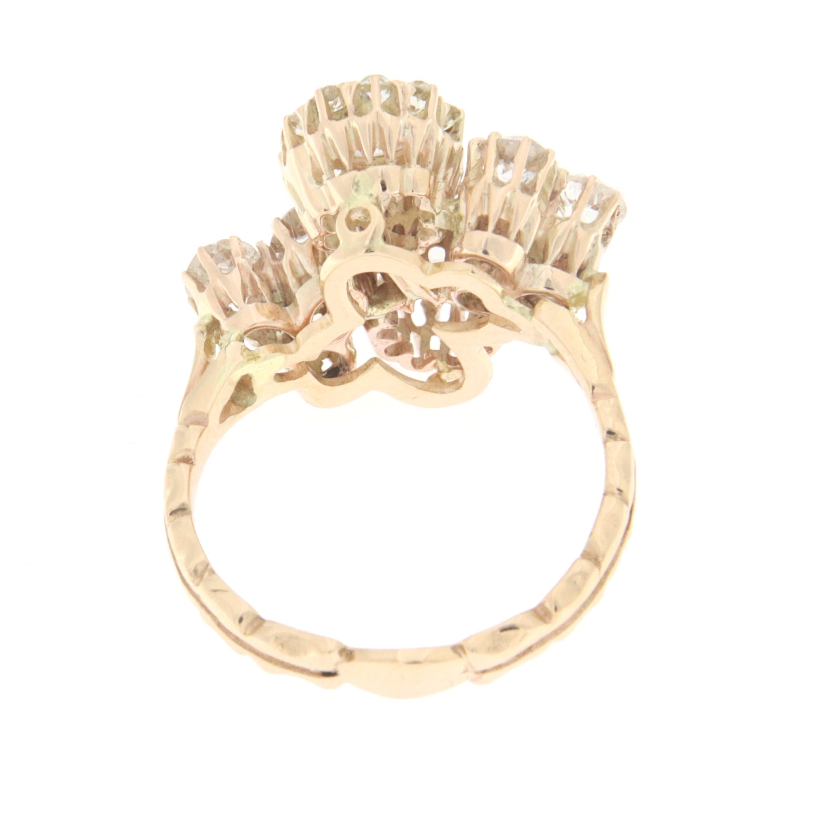  Diamonds 14 Karat Yellow Gold Cocktail Ring In New Condition For Sale In Marcianise, IT