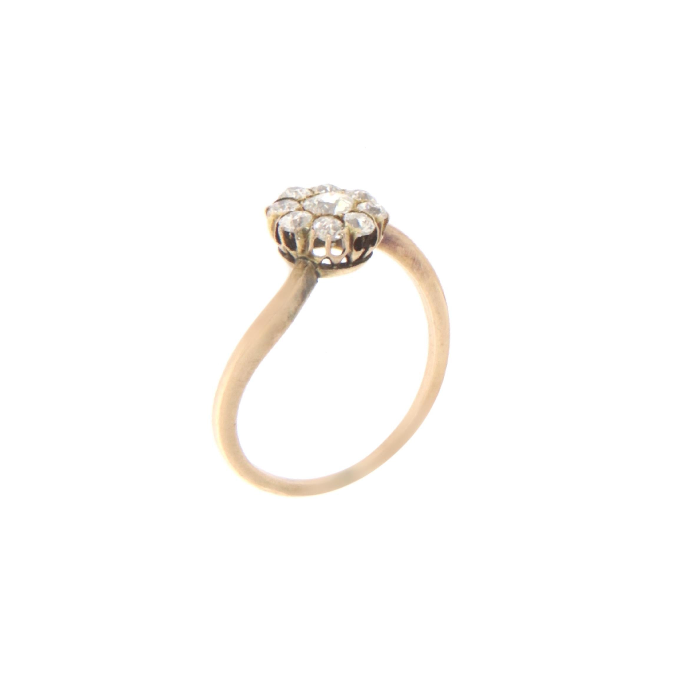 Diamonds 14 Karat Yellow Gold Cocktail Ring In New Condition For Sale In Marcianise, IT