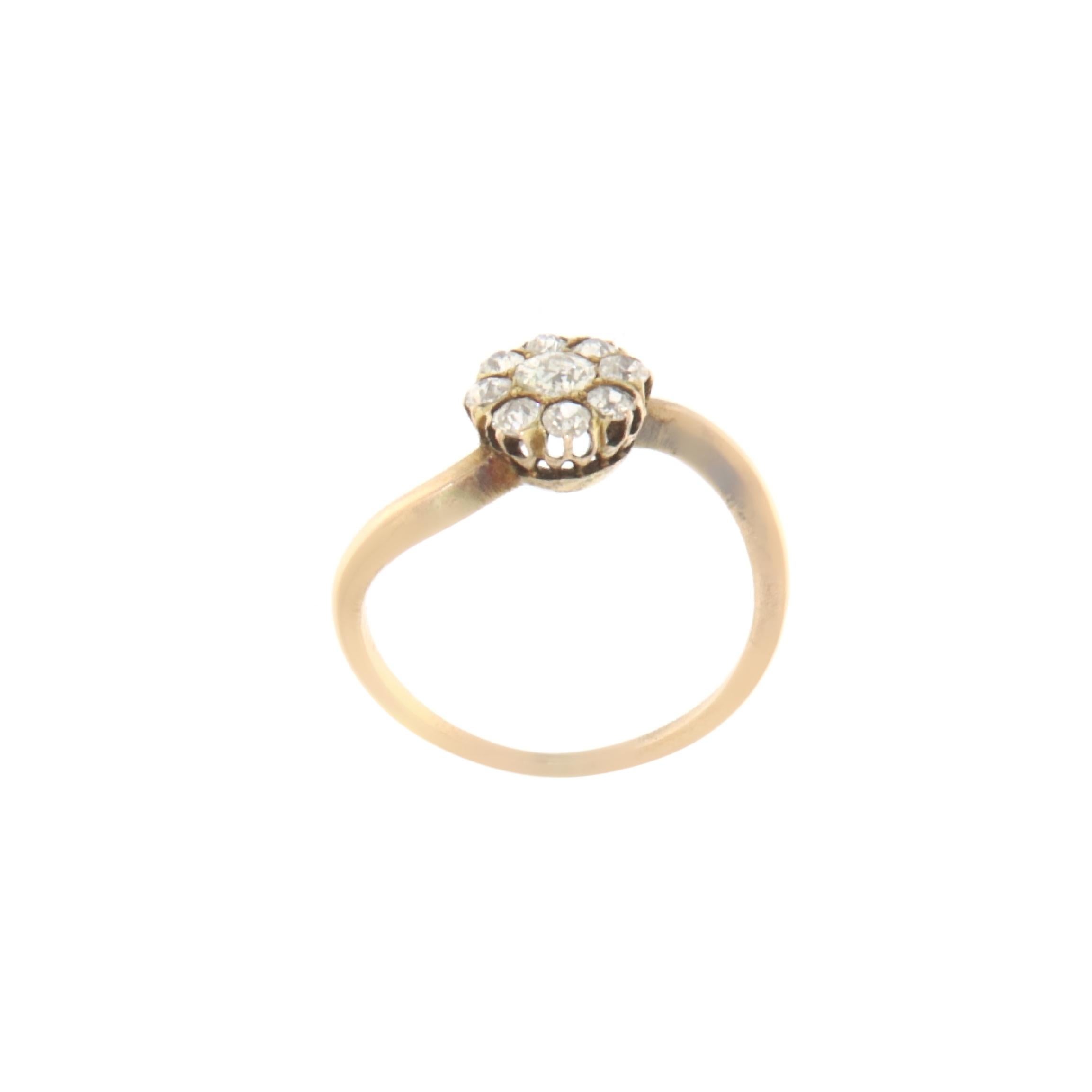 Diamonds 14 Karat Yellow Gold Cocktail Ring For Sale 2