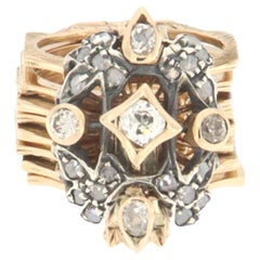 Umwandelbares Ringarmband aus 14 Karat Gelbgold mit Diamanten