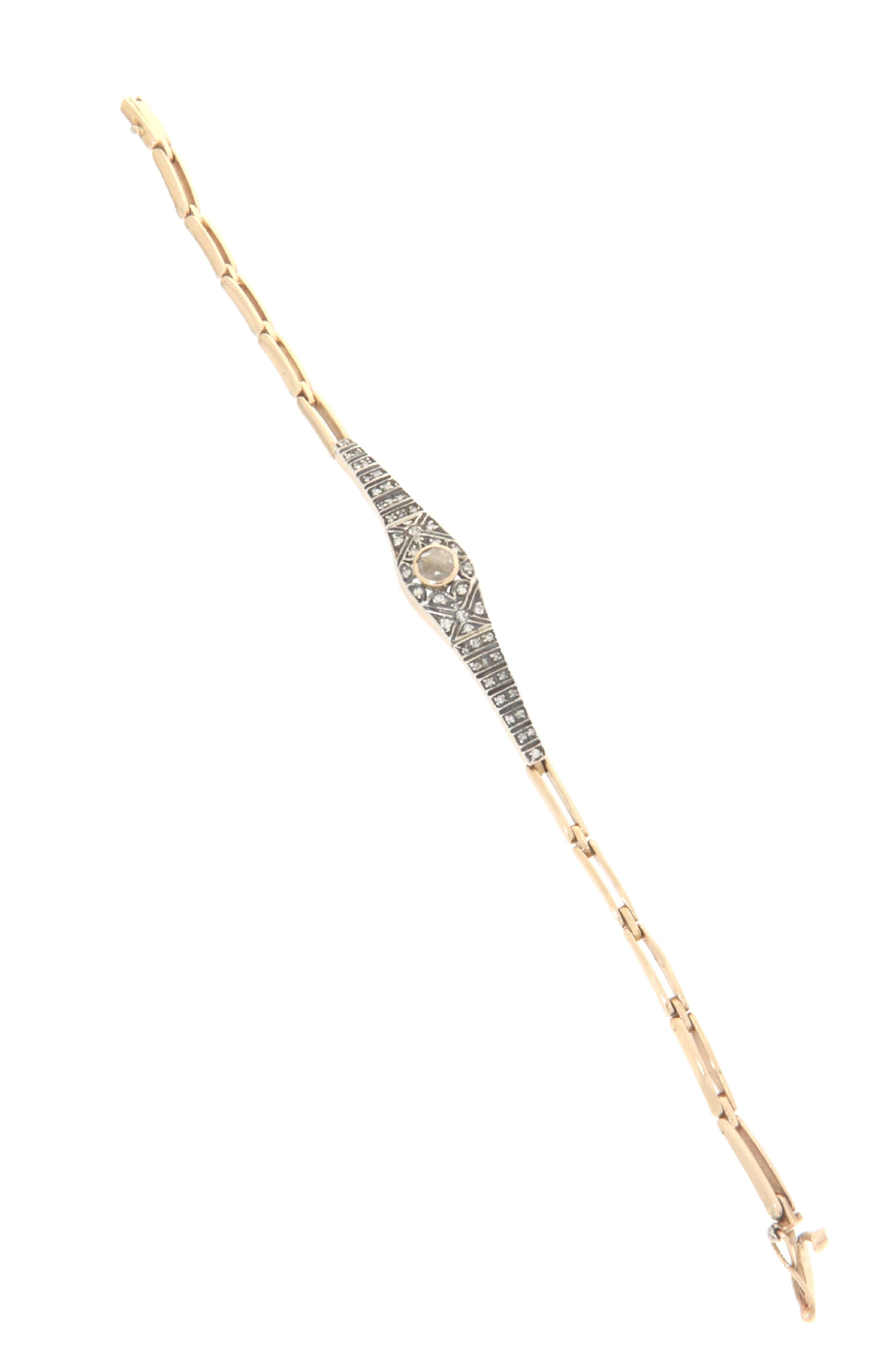 Artisan Diamonds 14 Karat Yellow Gold Cuff Bracelet For Sale