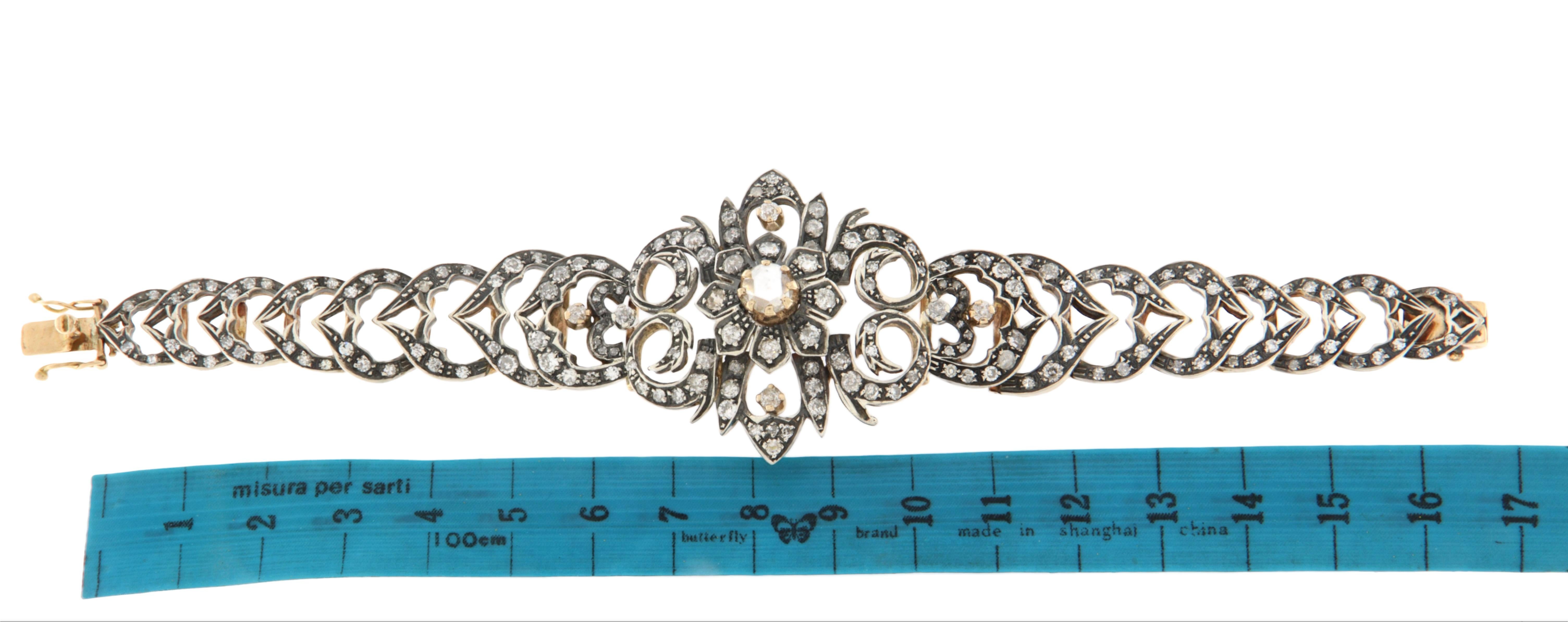 Brazalete de oro amarillo de 14 quilates con diamantes en Nuevo estado para la venta en Marcianise, IT
