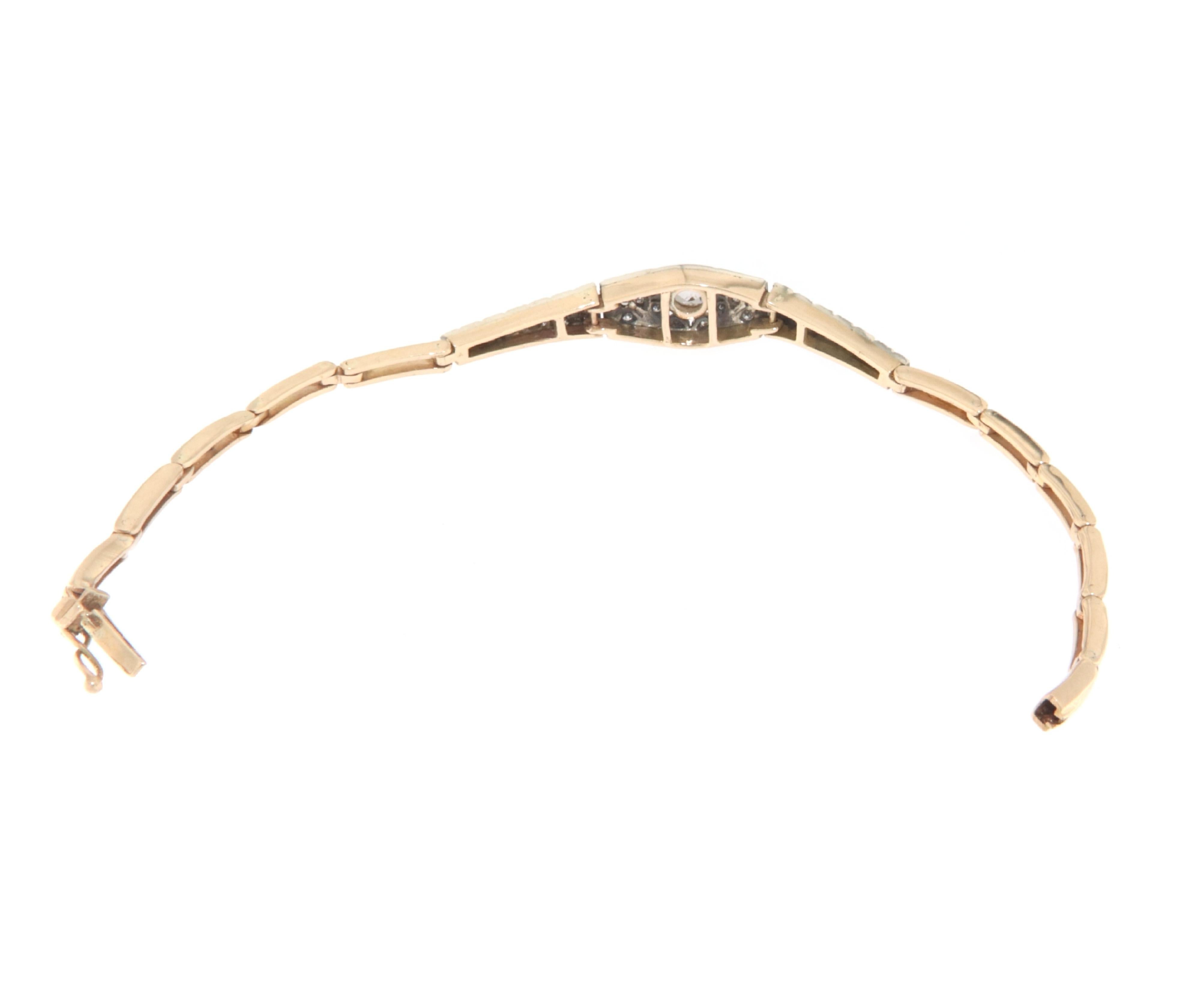 Women's Diamonds 14 Karat Yellow Gold Cuff Bracelet For Sale