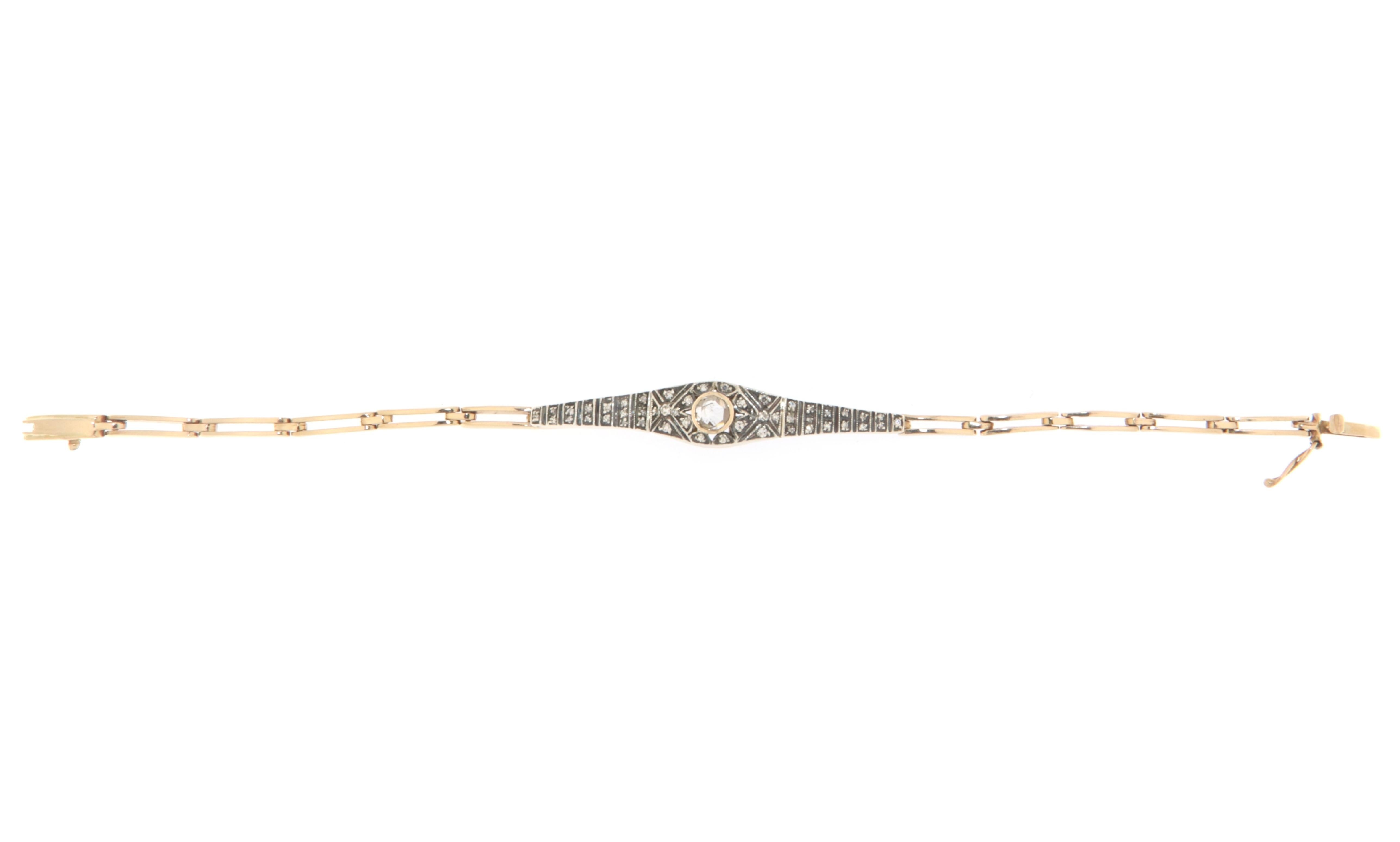 Diamonds 14 Karat Yellow Gold Cuff Bracelet For Sale 1