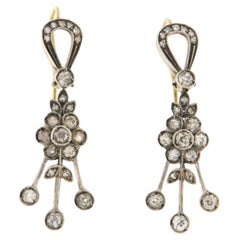 Diamanten 14 Karat Gelbgold Tropfenohrringe mit Diamanten