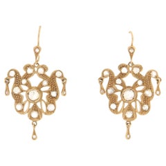 Diamanten 14 Karat Gelbgold Tropfenohrringe mit Diamanten