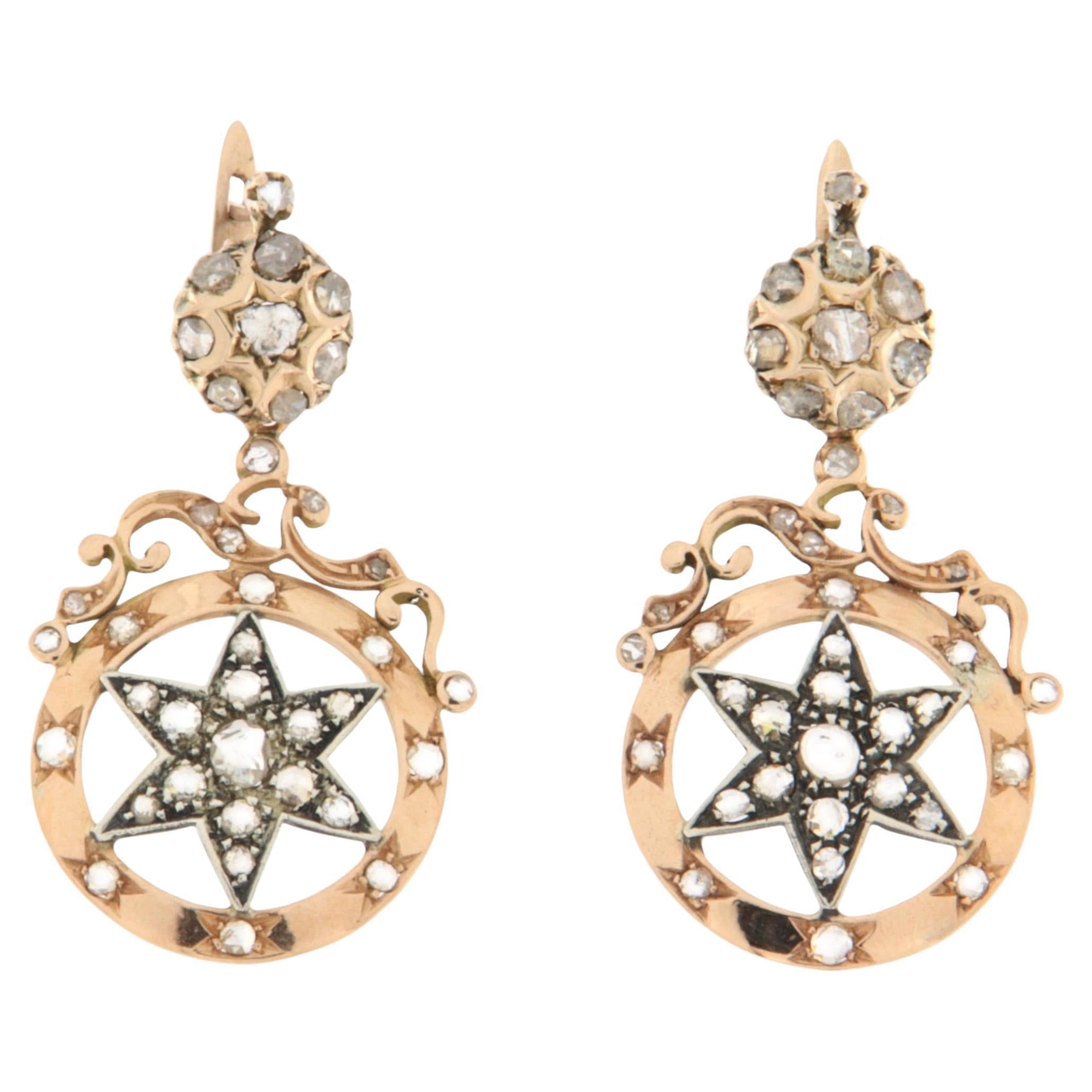 Diamonds 14 Karat Yellow Gold Drop Earrings