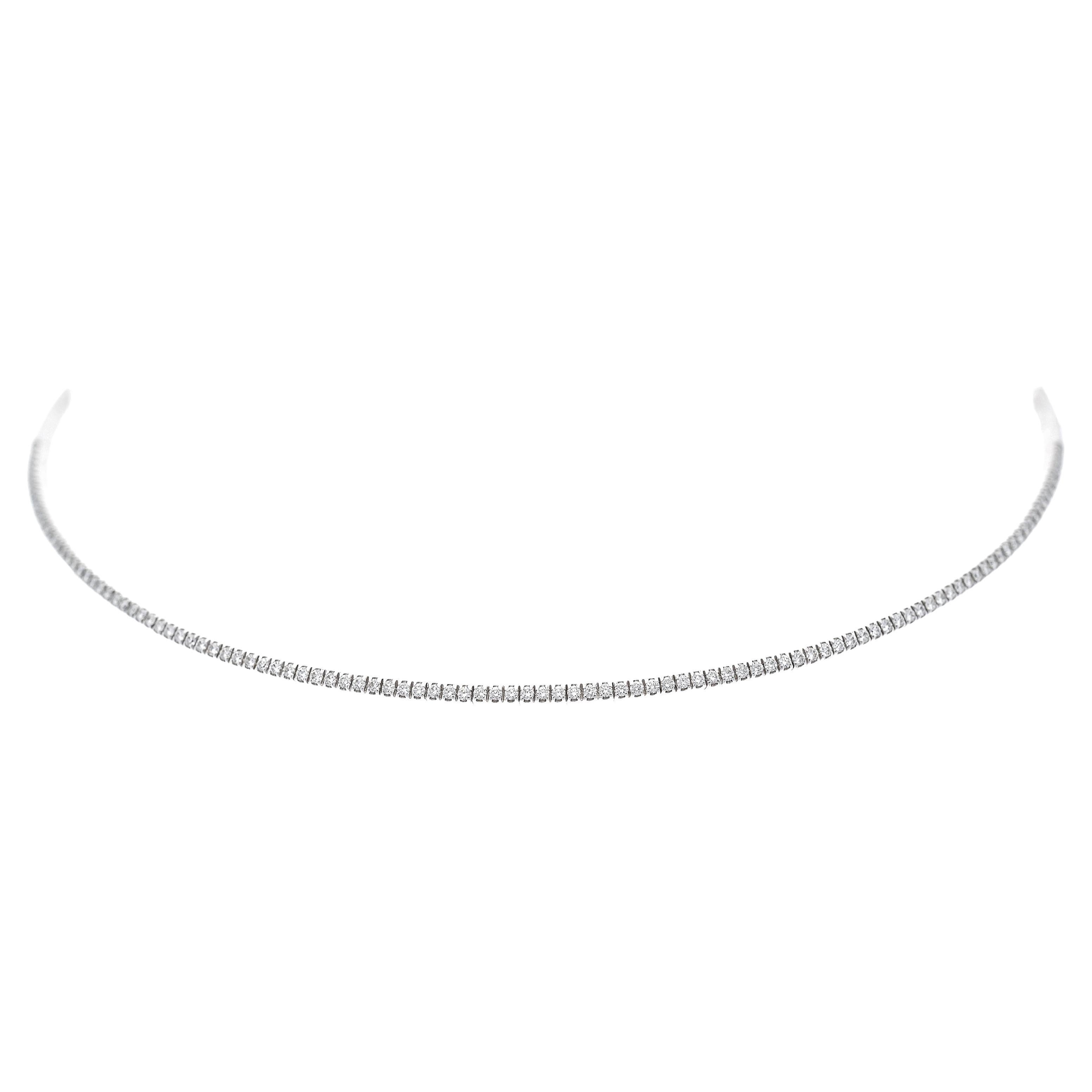 Diamants 1,48 carat Collier ras du cou contemporain en or 18 carats. Fabriquée en Italie