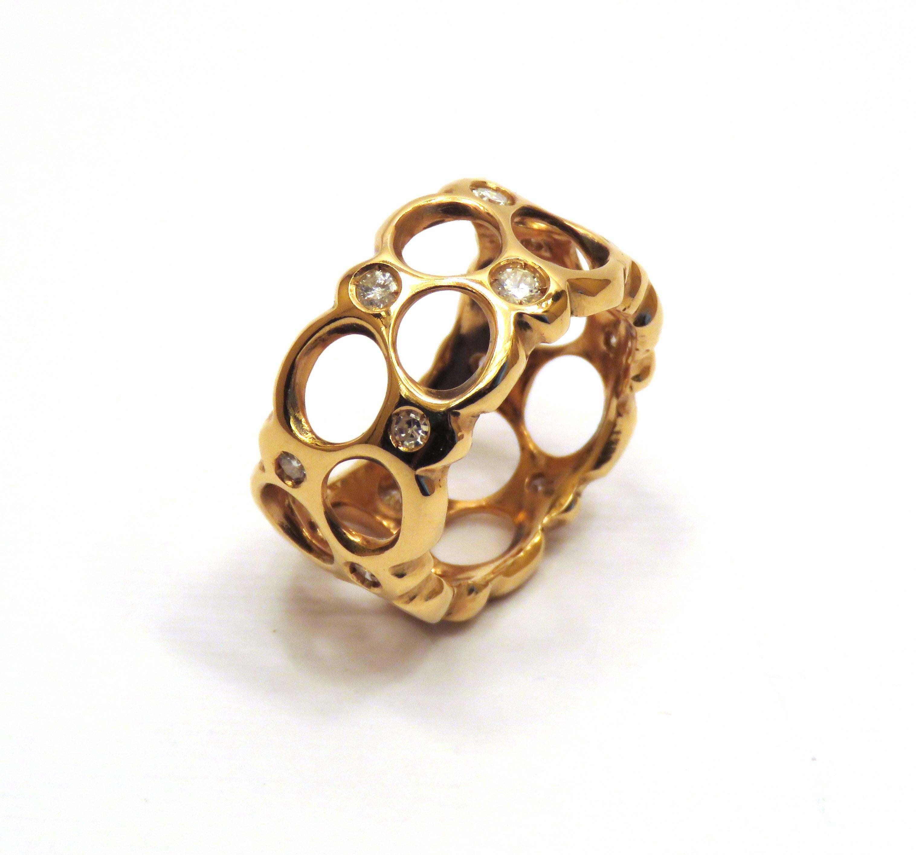 Diamanten 18 Karat Roségold Ring Handgefertigt in Italien von Botta Gioielli (Moderne) im Angebot