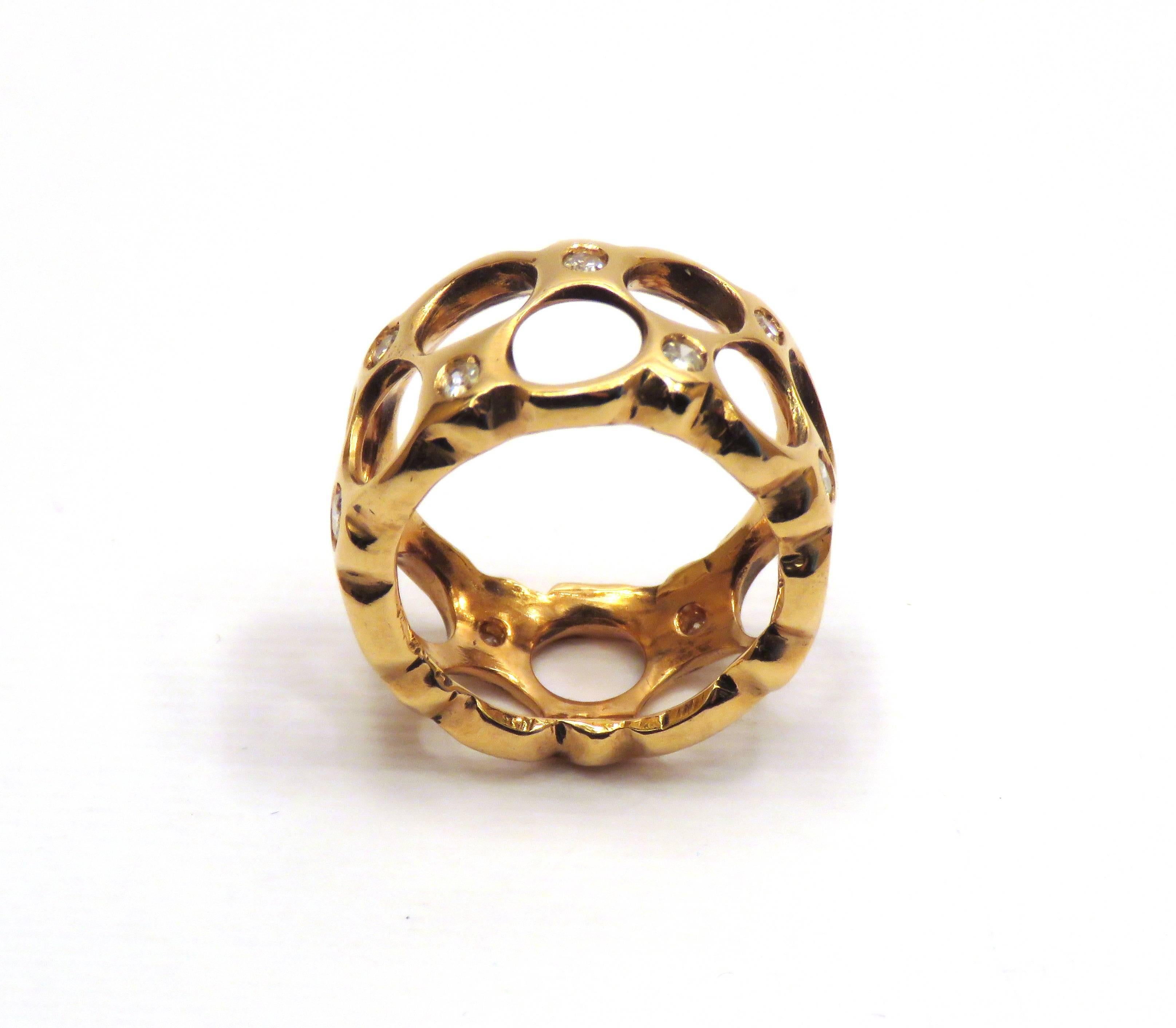 Diamanten 18 Karat Roségold Ring Handgefertigt in Italien von Botta Gioielli im Zustand „Neu“ im Angebot in Milano, IT