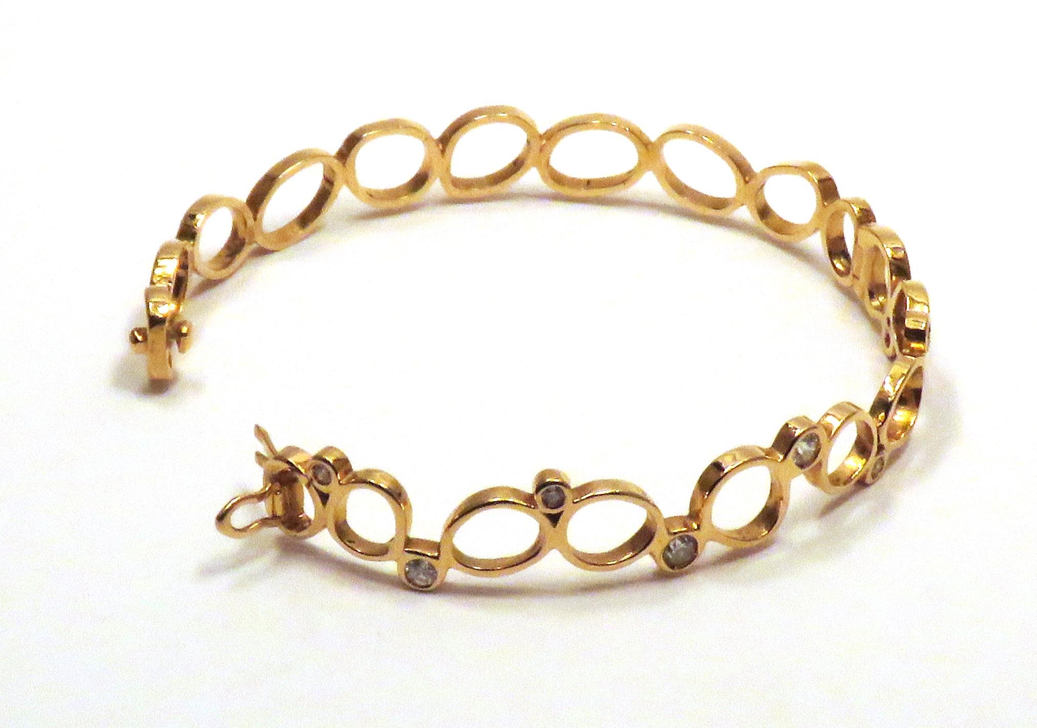 Brilliant Cut Rose Gold Diamonds Bracelet Hand Crafted in Italy by Botta Gioielli