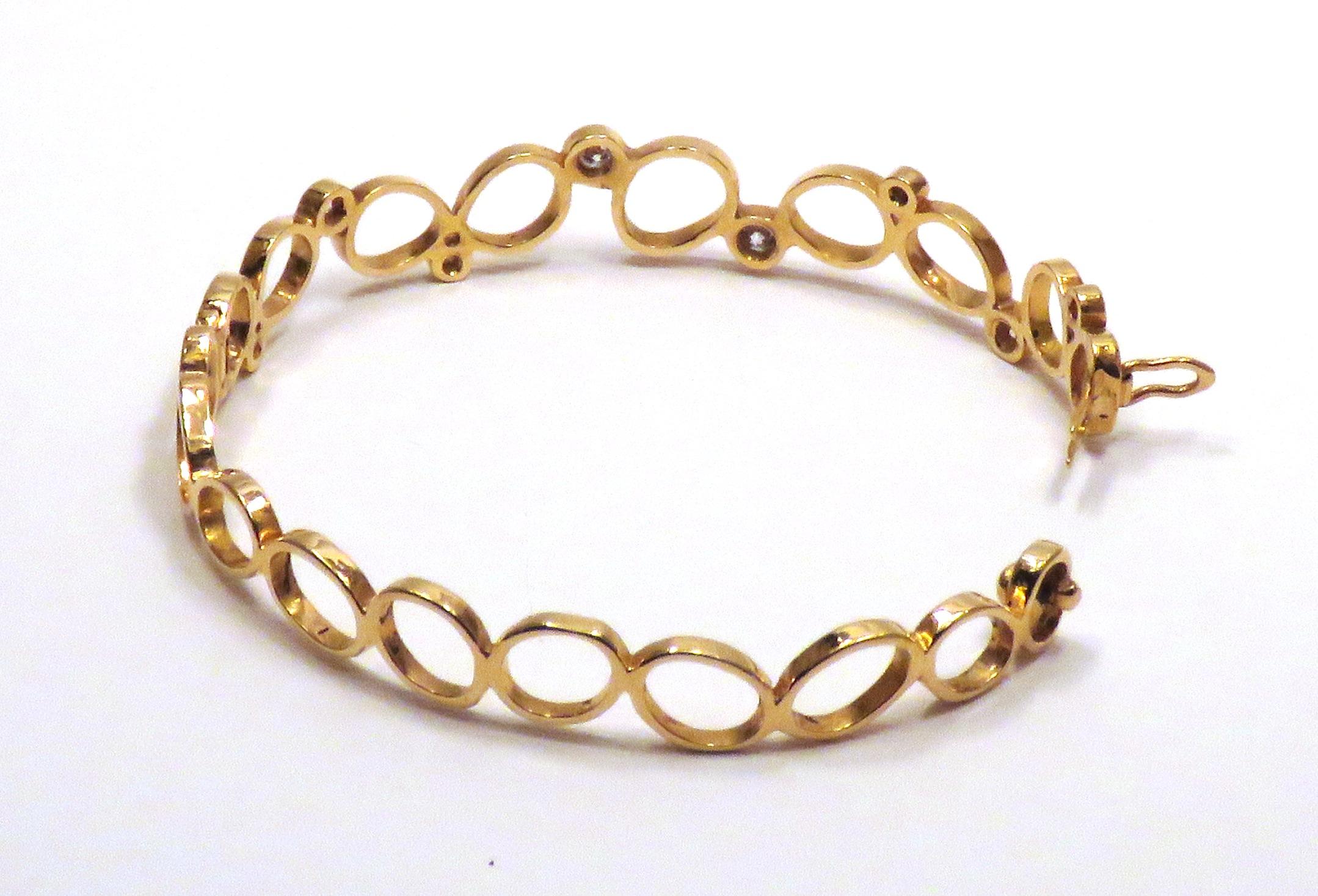 Rose Gold Diamonds Bracelet Hand Crafted in Italy by Botta Gioielli In New Condition In Milano, IT