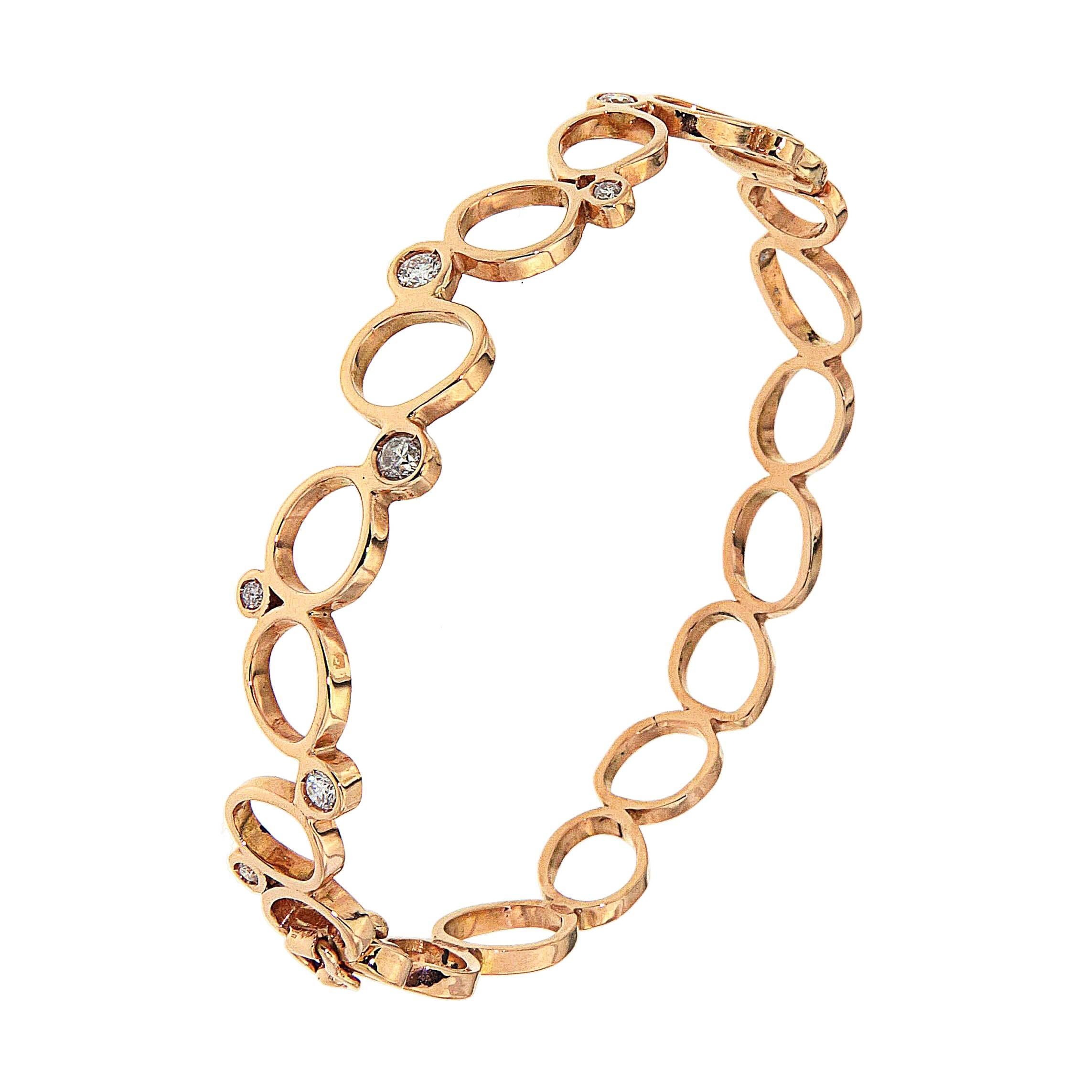 Rose Gold Diamonds Bracelet Hand Crafted in Italy by Botta Gioielli